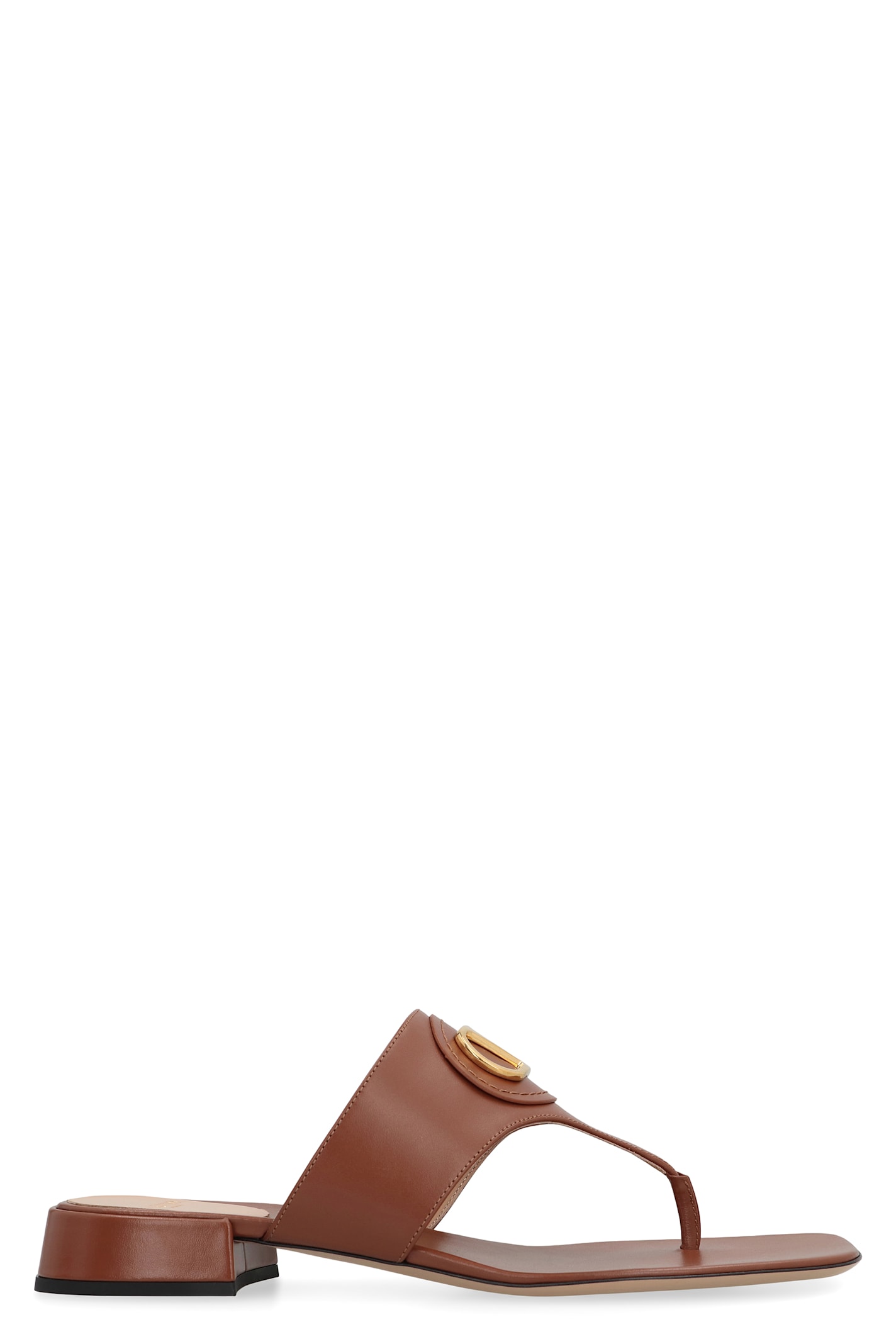 Valentino Garavani Vlogo Signature Leather Slides In Brown