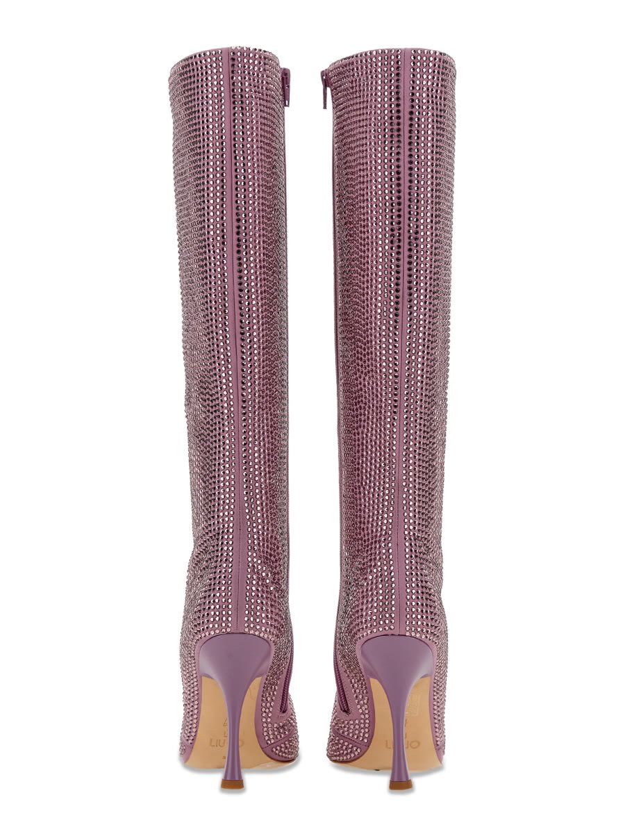 Liu •jo Rhinestone-embellished 110mm Knee-high Boots In Lilac