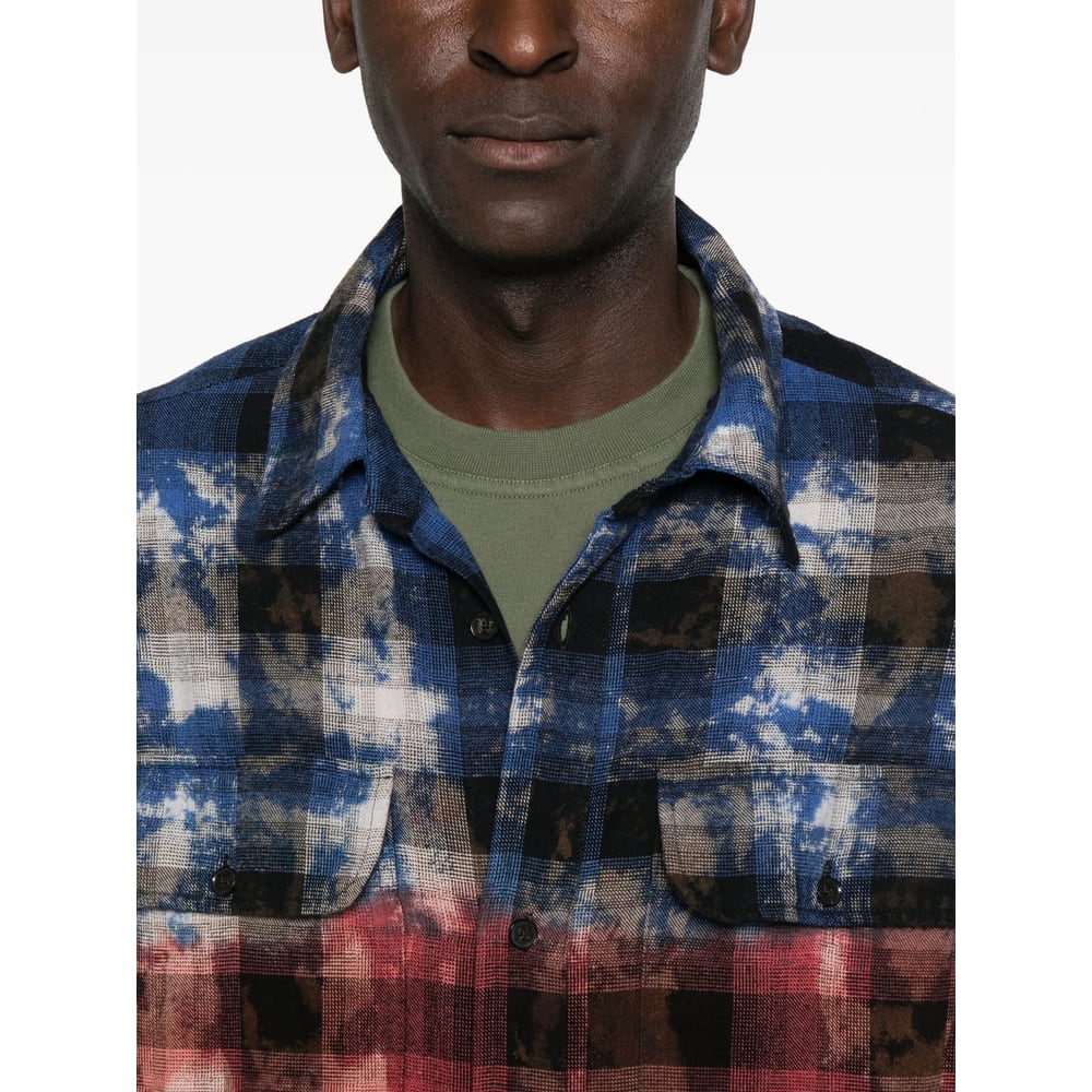 Palm Angels Stylish Checkered Casual Shirt With Gradient Effect In Red