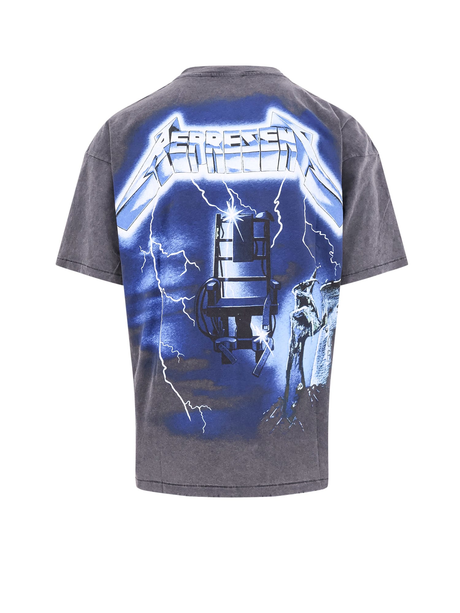 Represent Ride The Lightning X Metallica Gray T-shirt With Front And Back Print In Cotton Blend Man In Vintage Grey