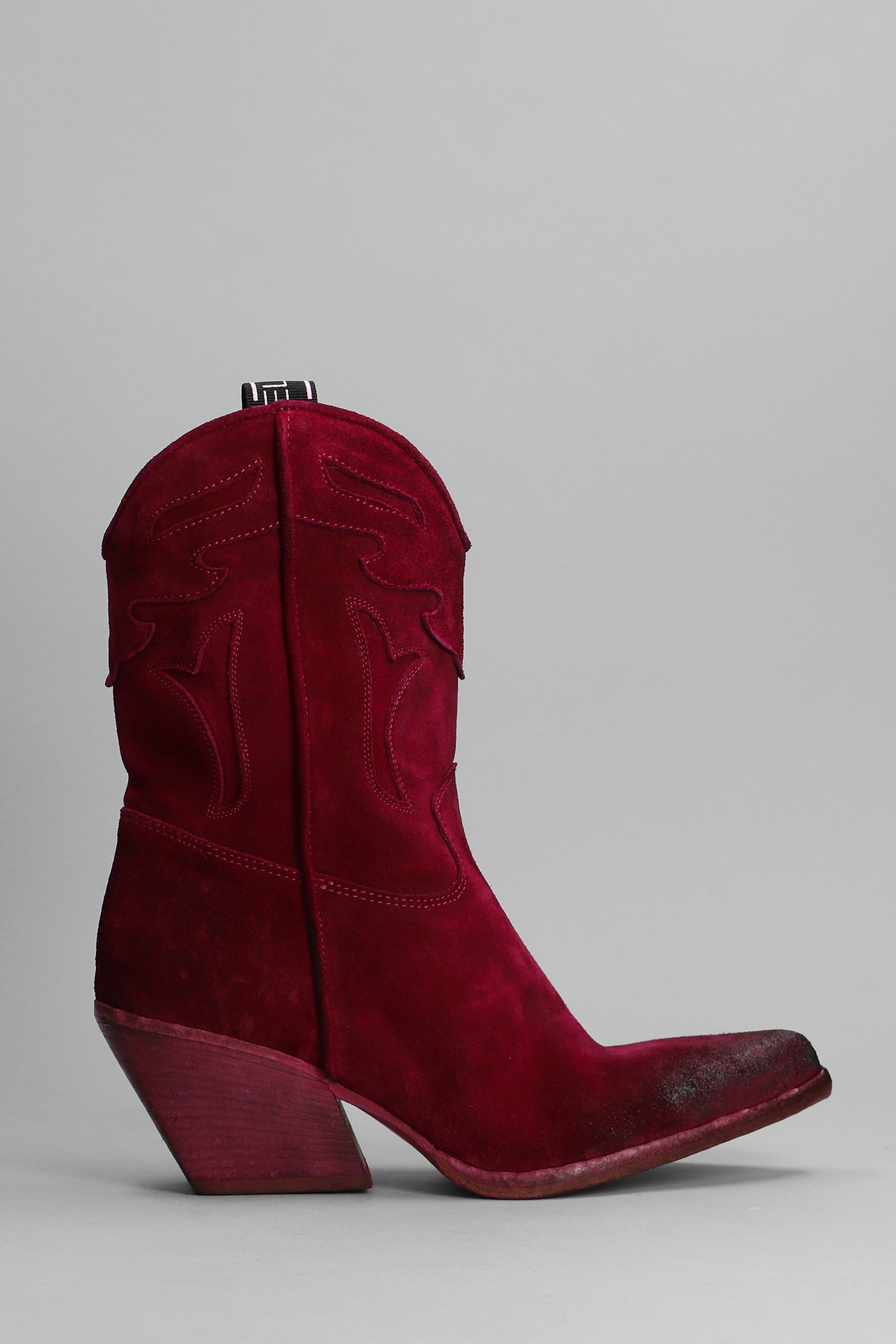 Elena Iachi Texan Boots In Fuxia Suede