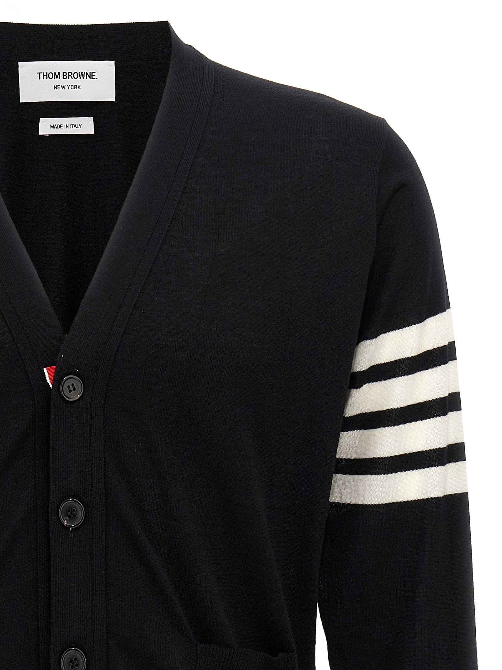 Shop Thom Browne 4-bar Crop Cardigan In Black