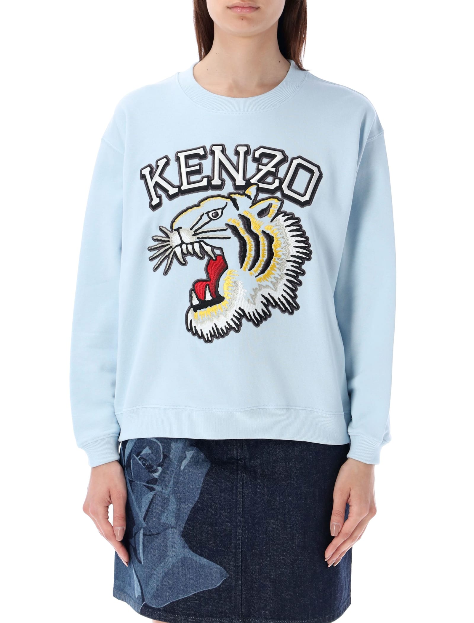 Shop Kenzo Tiger Varsity Regular Sweat In Light Blue