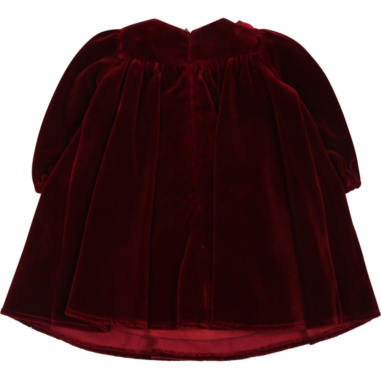 Shop La Stupenderia Burgundy Dress For Baby Girl With Bow In Bordeaux