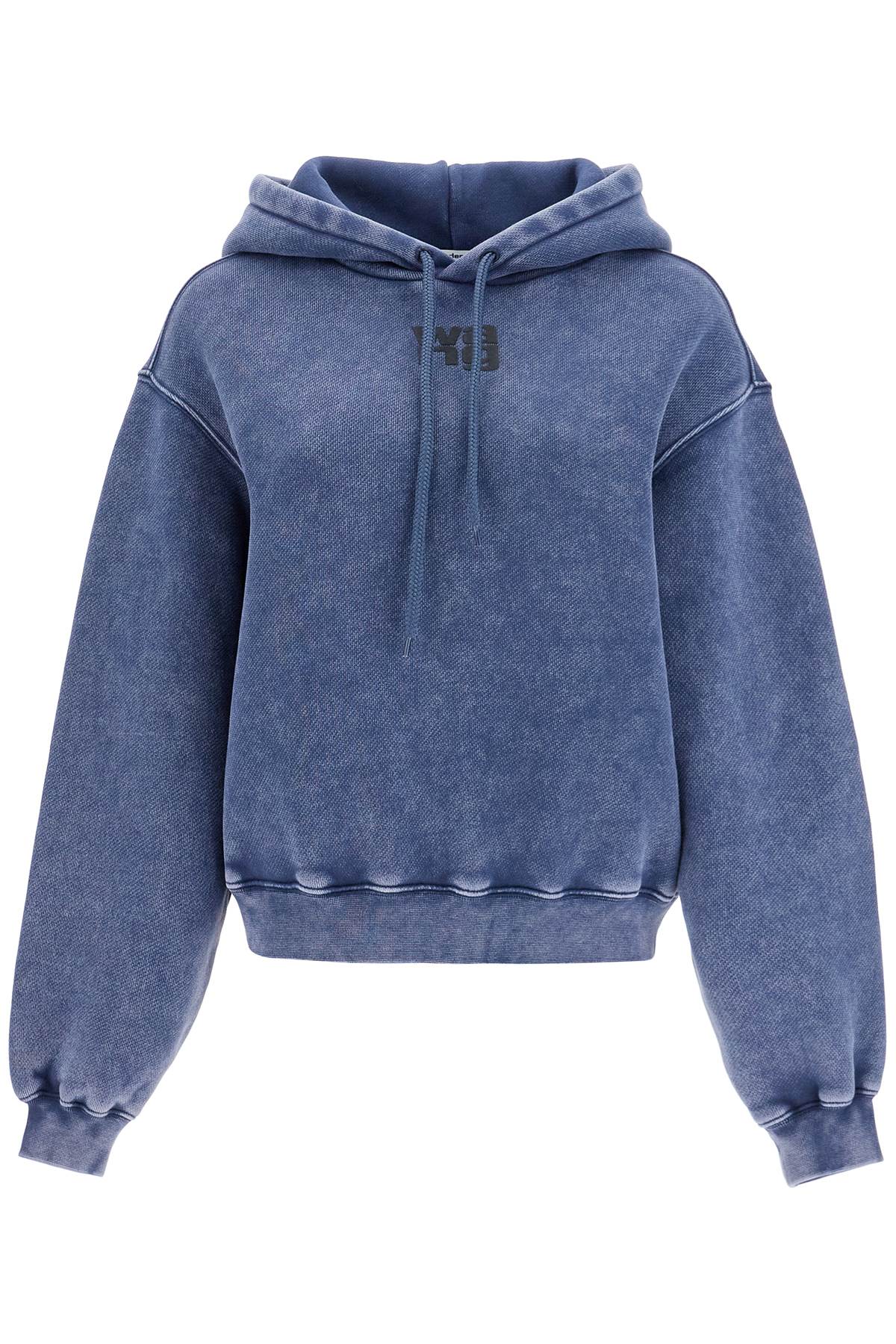 Shop Alexander Wang Boxy Hoodie With Hood In Acid Black Ice (blue)