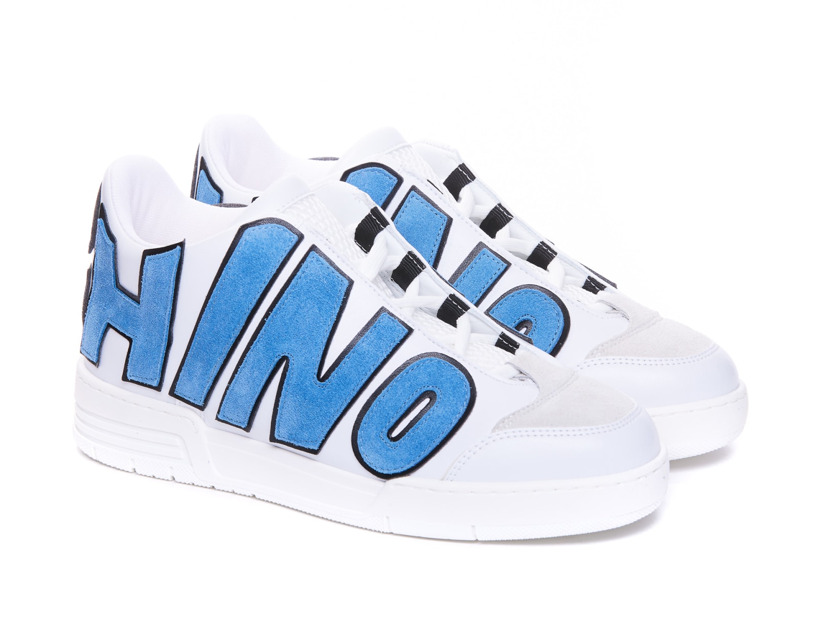 Shop Moschino Maxi Logo Streetball Sneakers In White