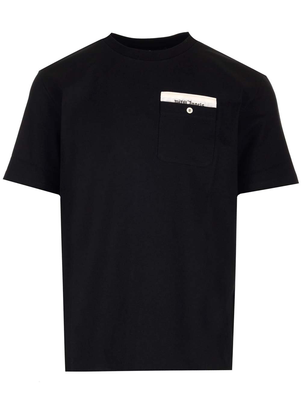 Shop Palm Angels T-shirt With Chest Pocket In Nero/off White