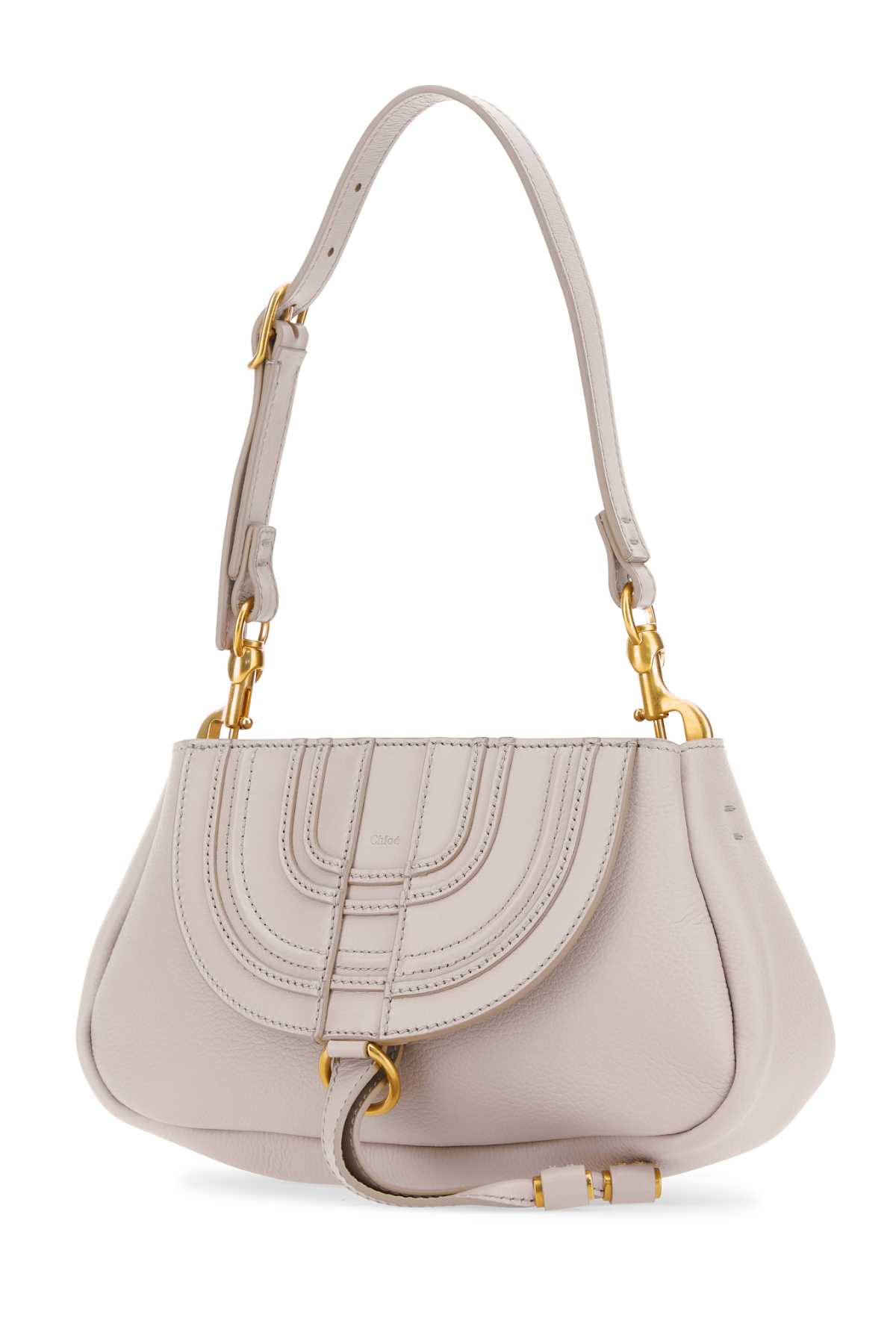 Shop Chloé Light Pink Leather Small Marcie Clutch In Wildgrey
