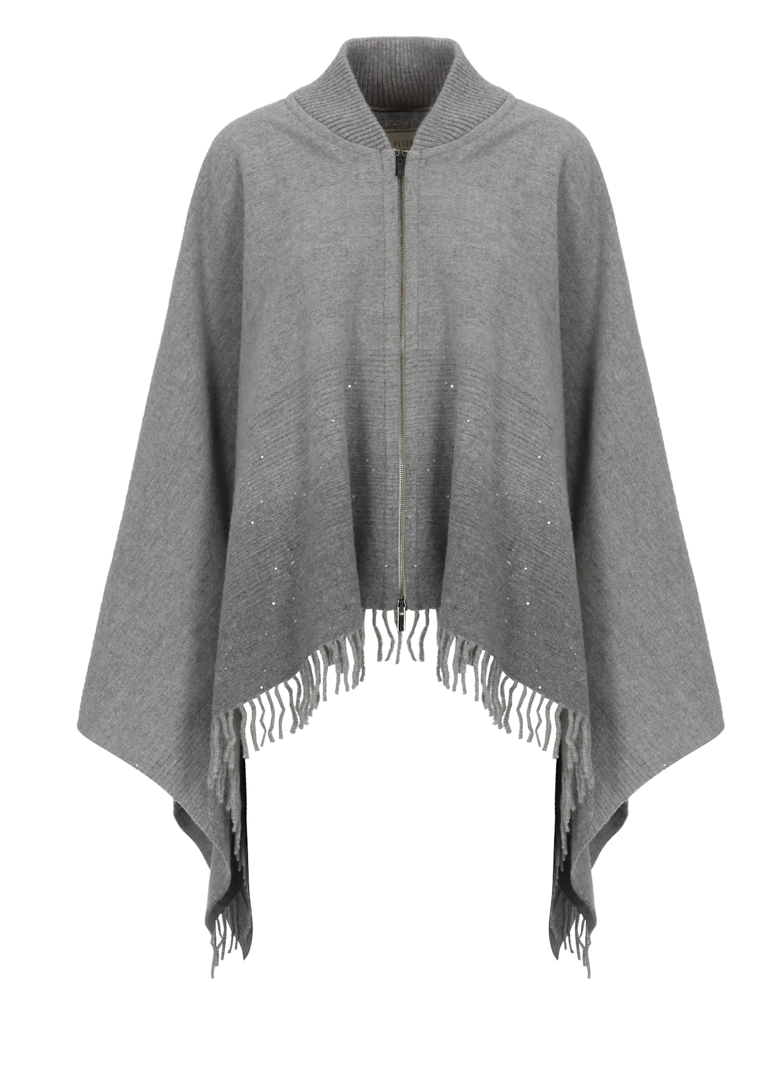 Peserico Wool Poncho In Gray
