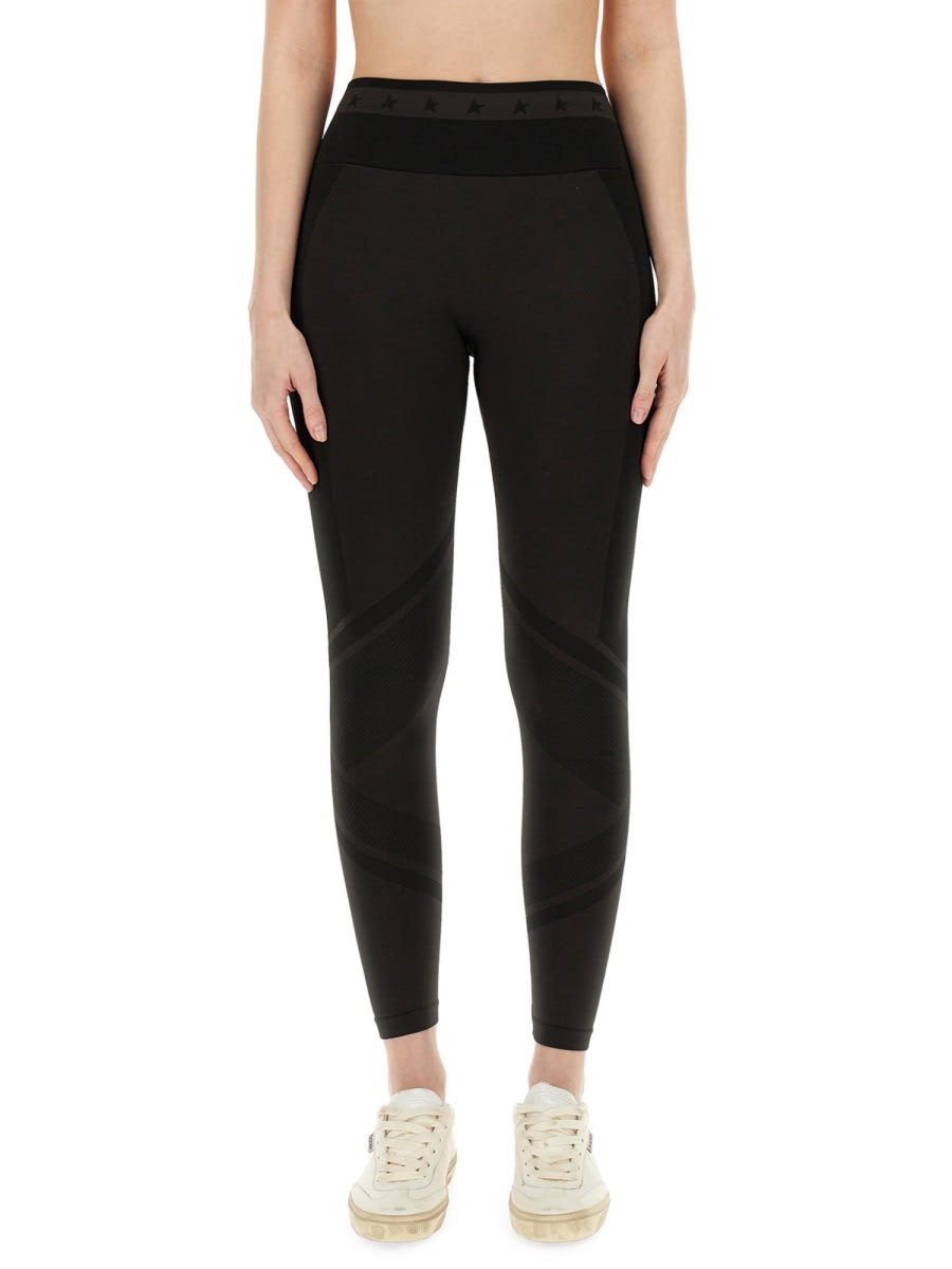 Shop Golden Goose Leggings With Logo In Black