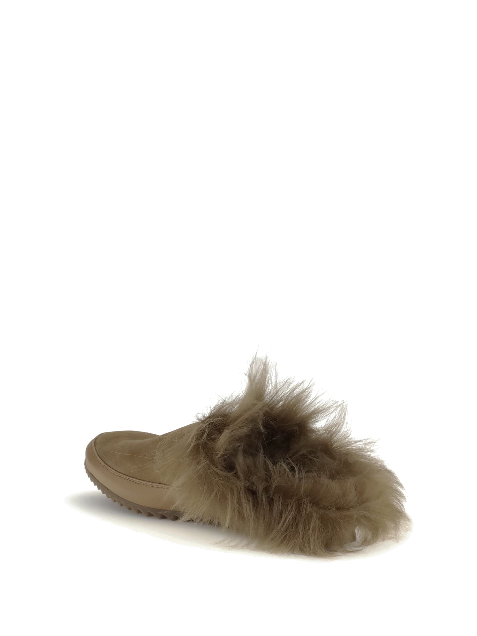 Pedro Garcia Fur-trimmed Suede Mules In Brown