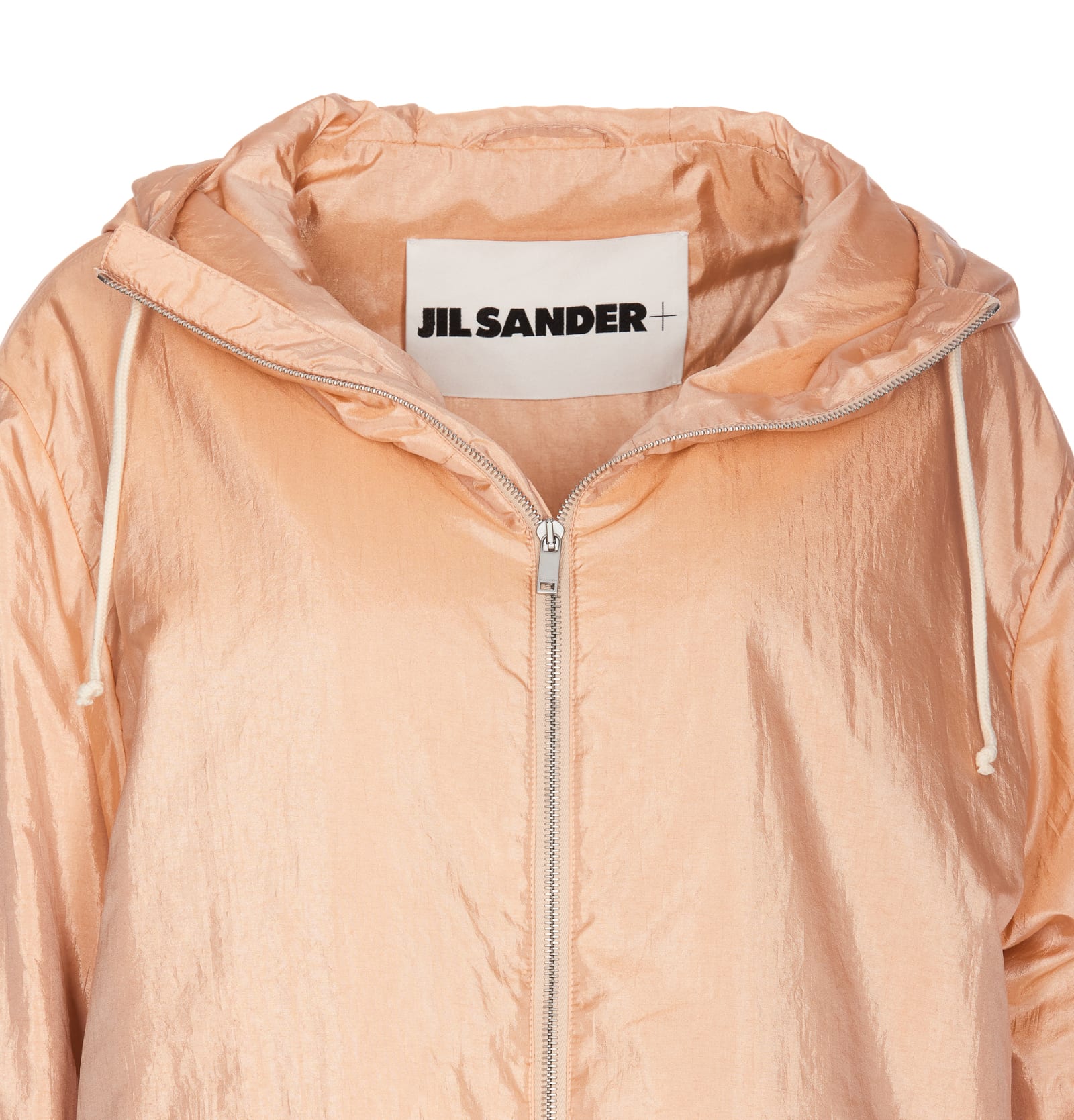 Jil Sander Blend Silk Zip-up Hooded Jacket In Pink