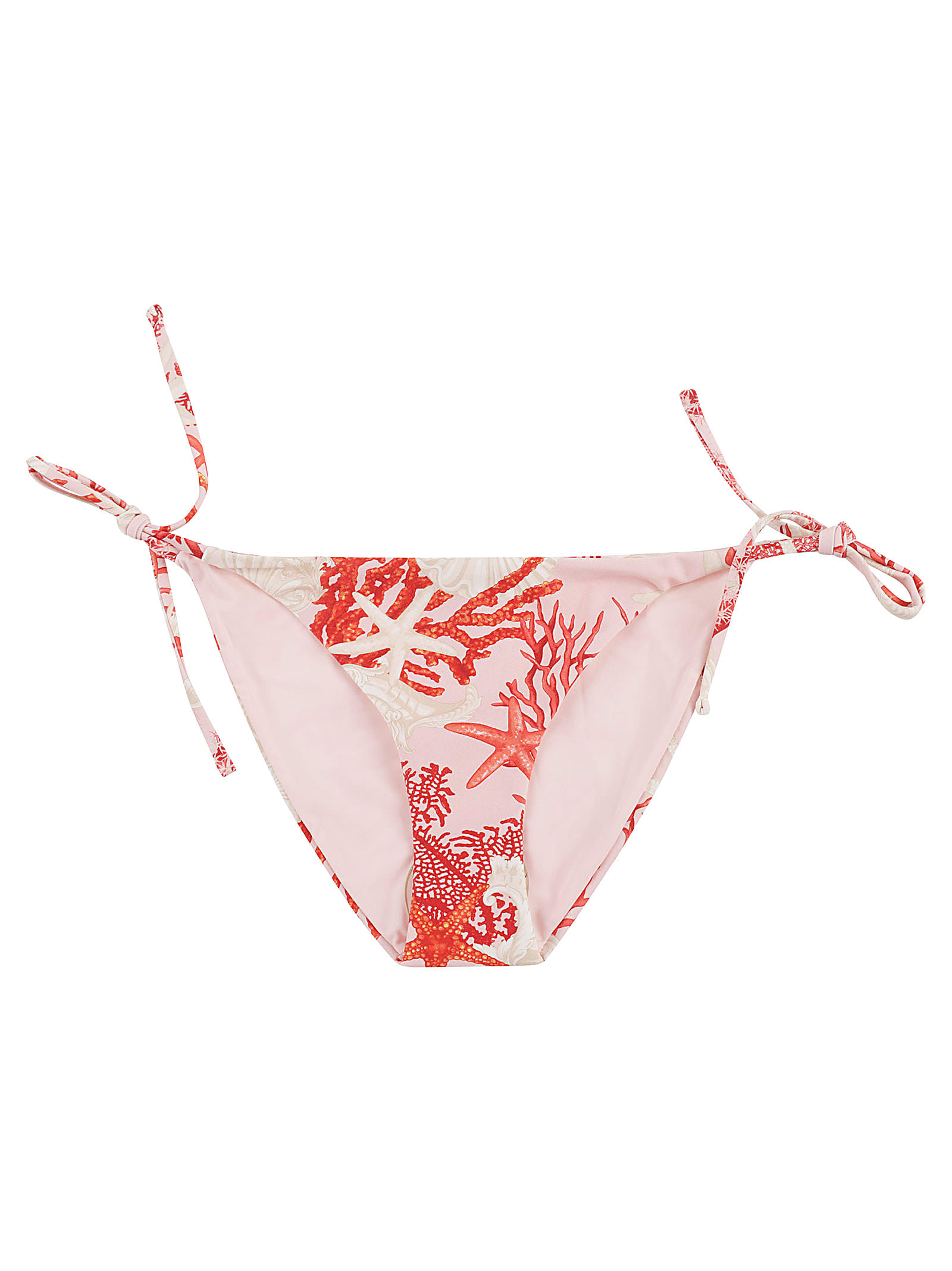 Shop Versace Tropical Print One-piece Swim Bikini In Dusty Rose+coral+bone