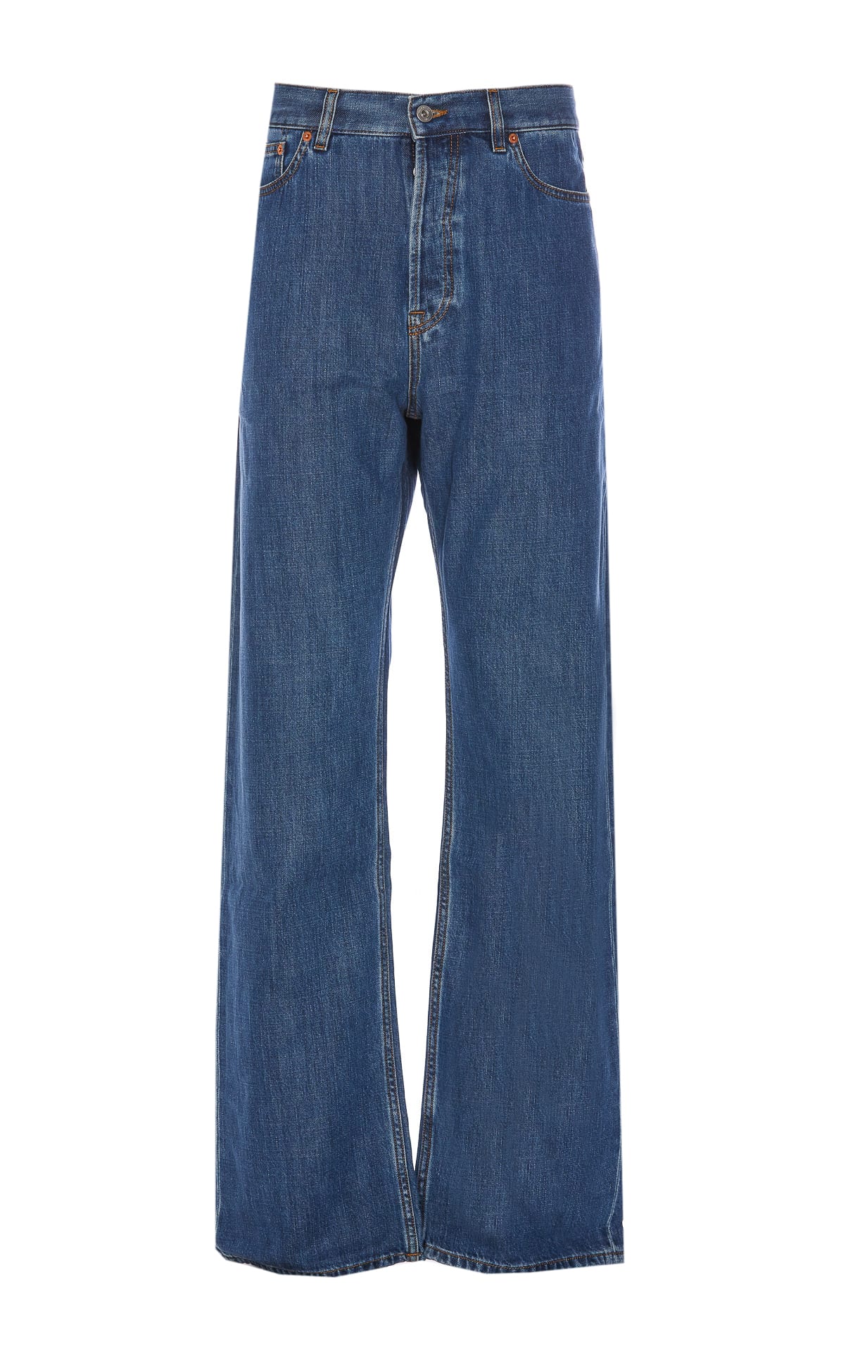 Shop Valentino Denim Pants In Blue