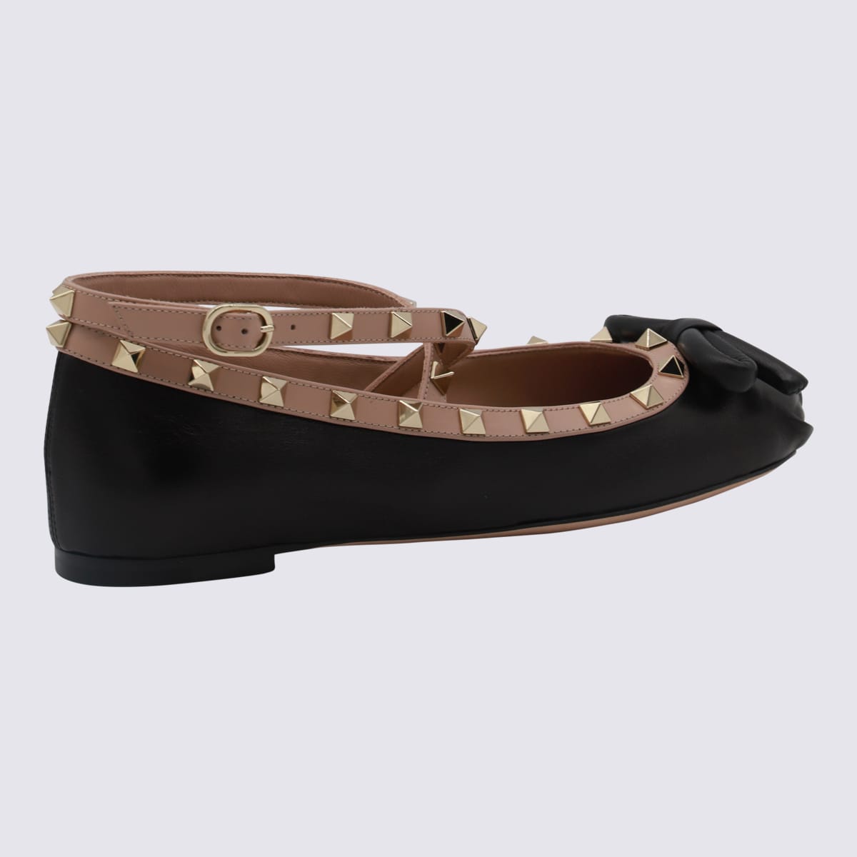 Shop Valentino Black And Rose Flats In Black/rose Cannelle