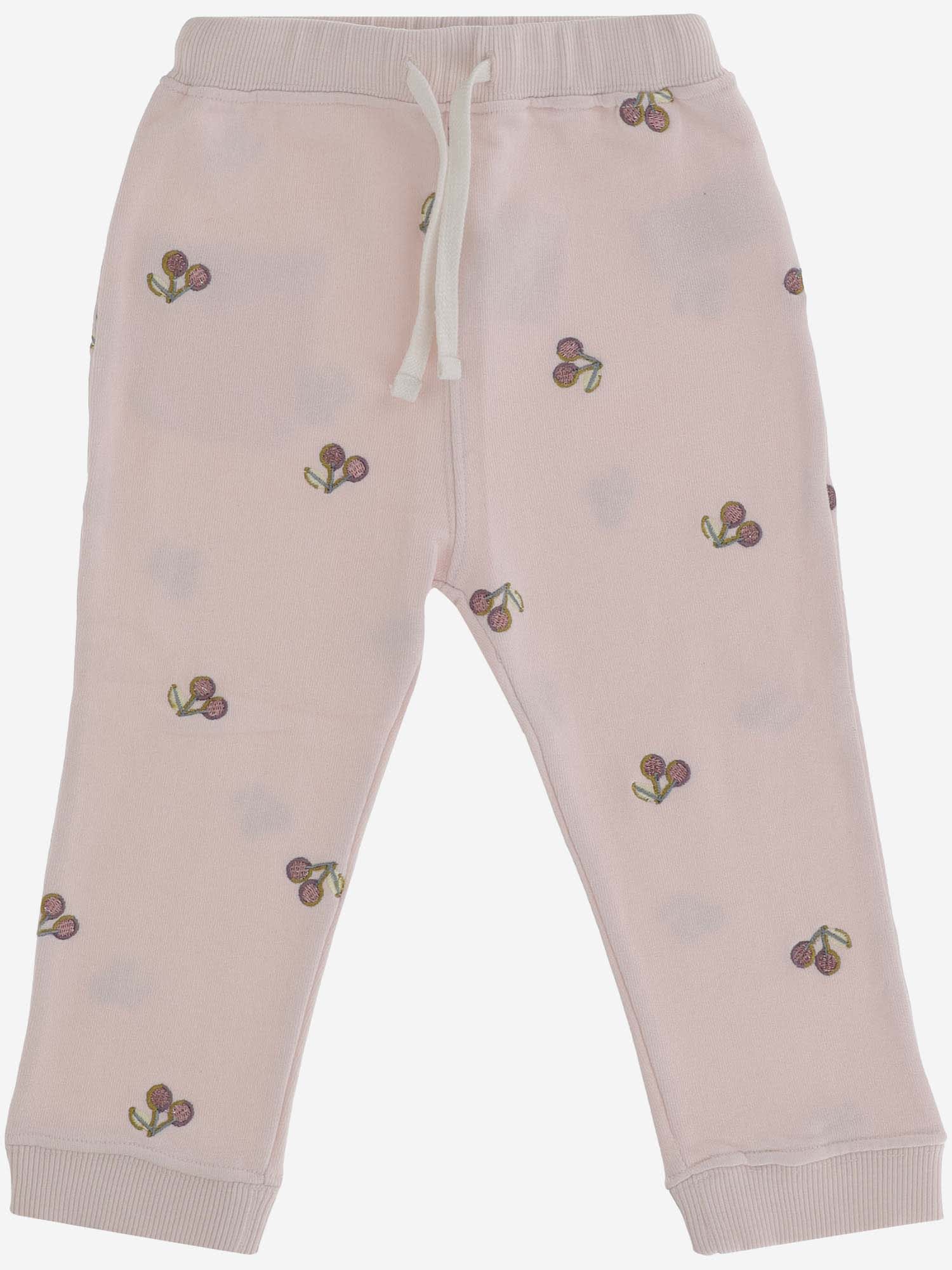 Bonpoint Kids' Cotton Joggers With Cherry Pattern In Pink