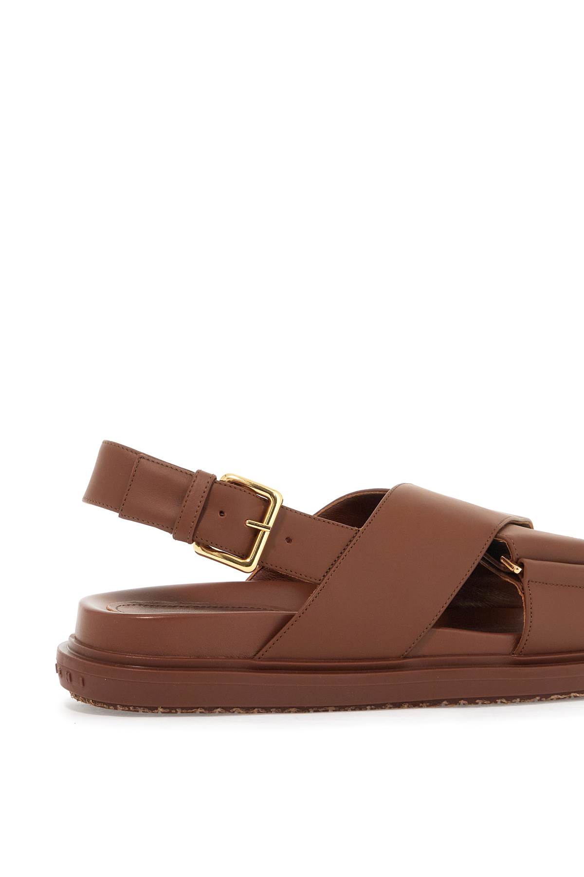 Shop Marni Fussbett Leather Sandals In Gold Brown (brown)