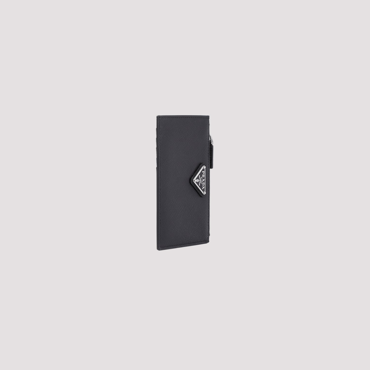 Prada Calf Leather Credit Card Case In Black