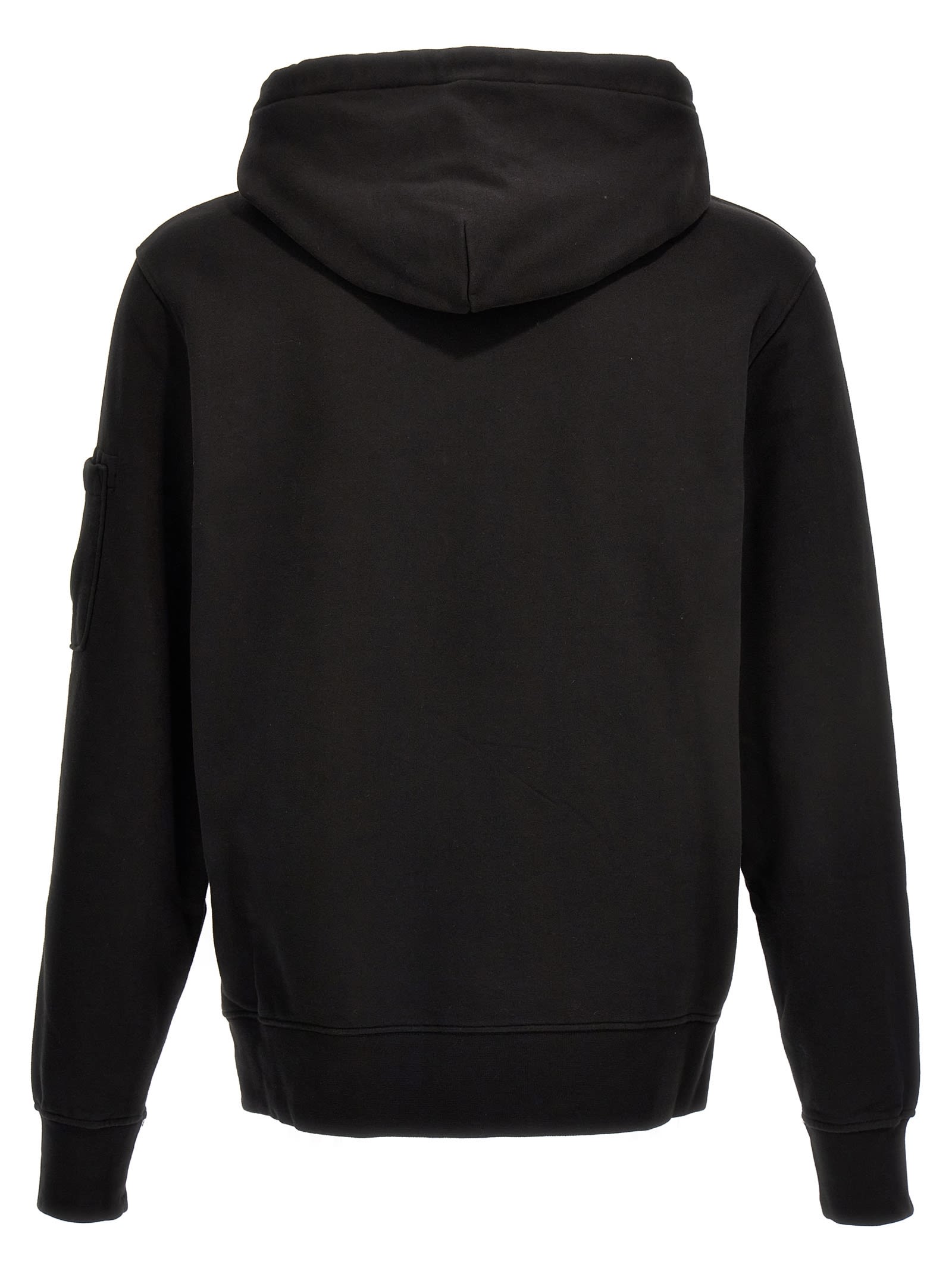 Shop C.p. Company Logo Badge Hoodie Fleece In Black