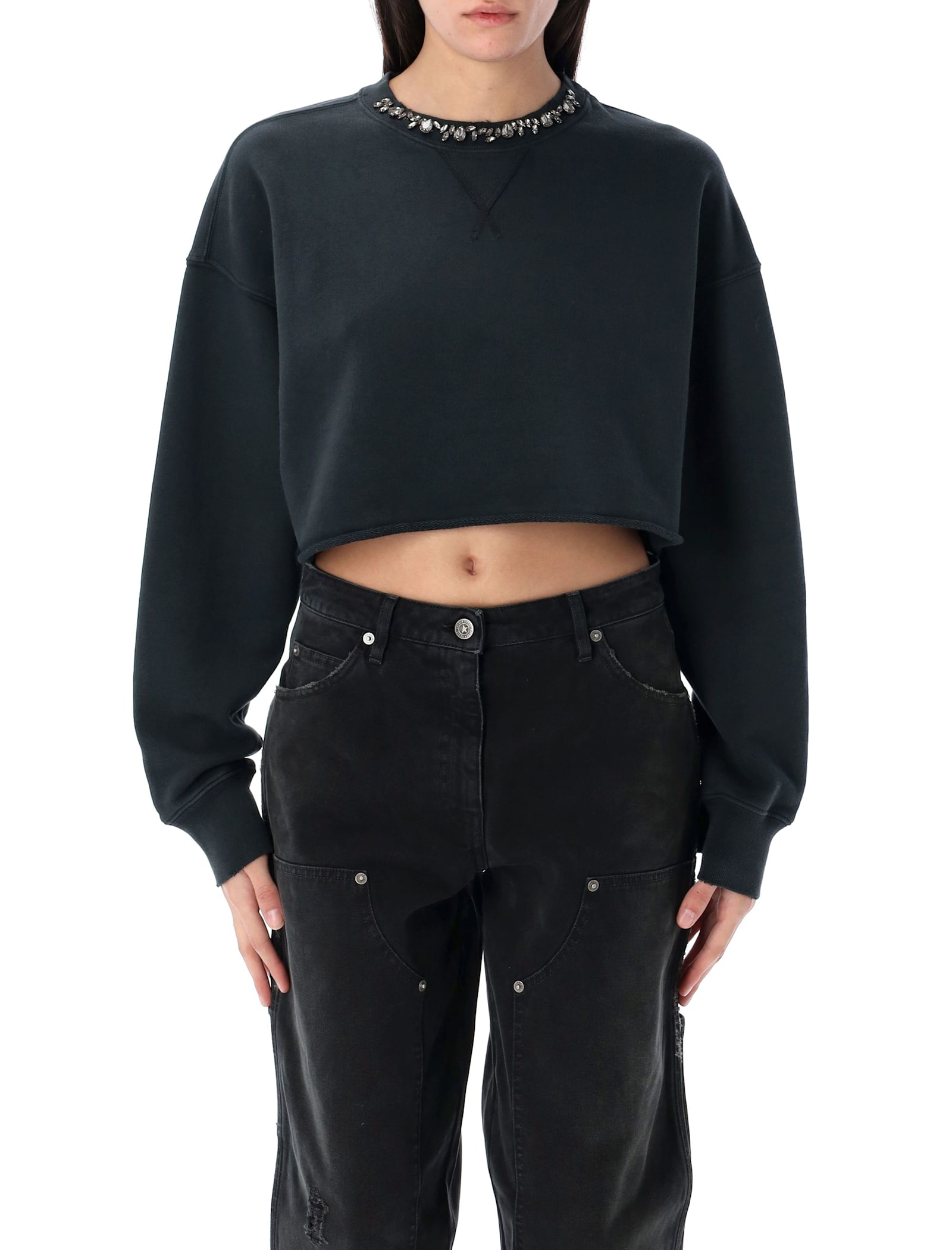 Embellished Cropped Sweatshirt