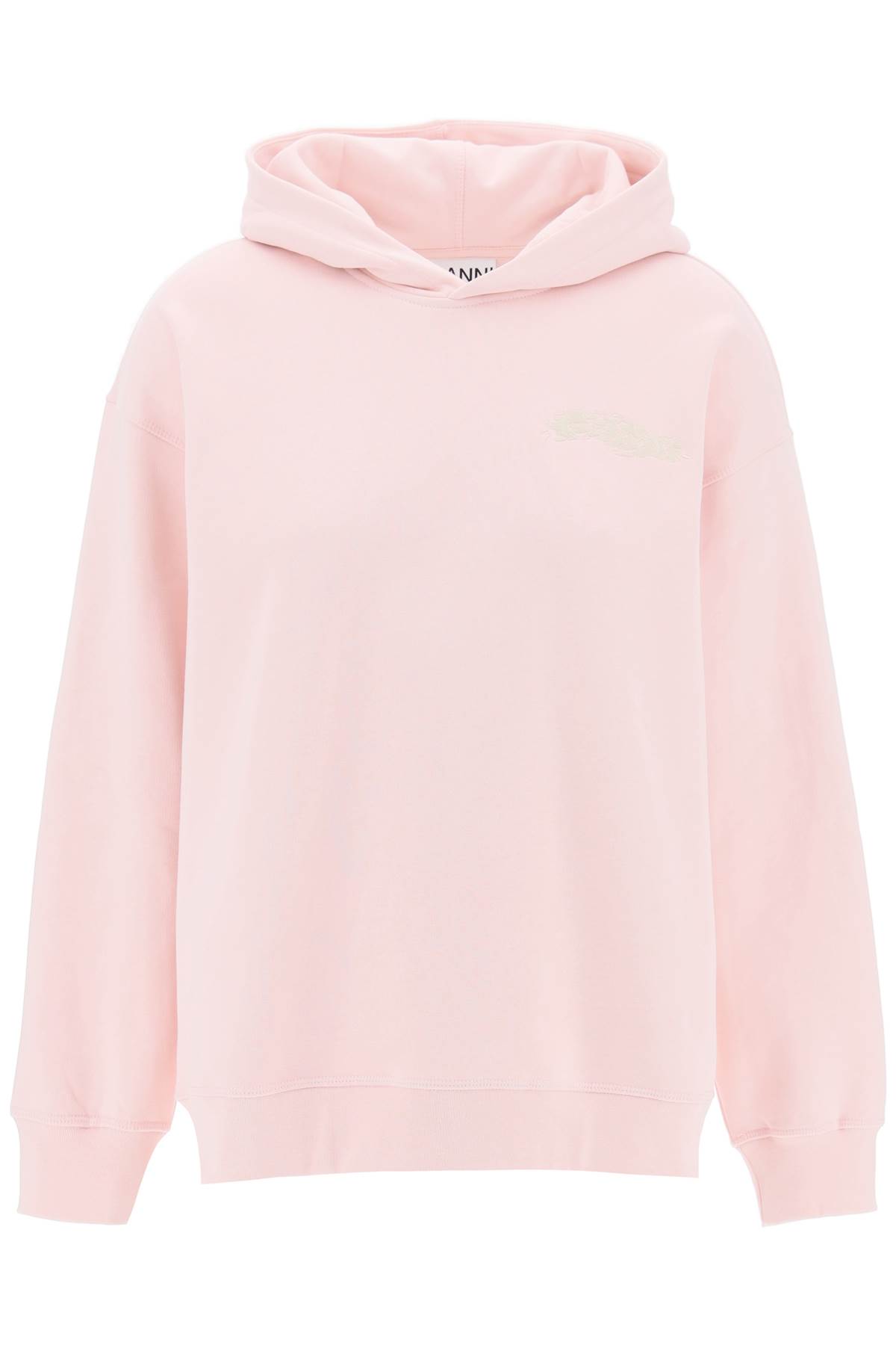 Shop Ganni Hoodie With Isoli Fabric In Chalk Pink (pink)