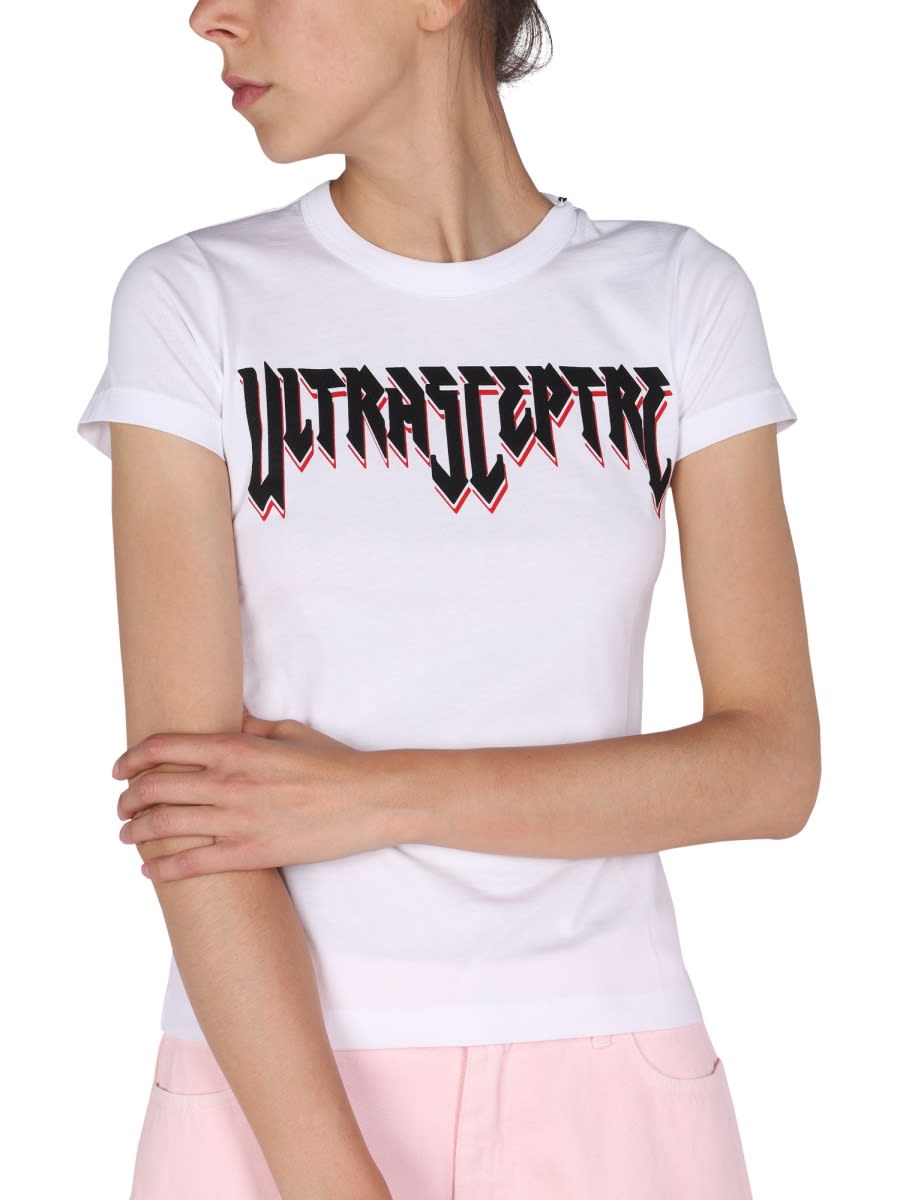 Shop Raf Simons Logo Print T-shirt In White