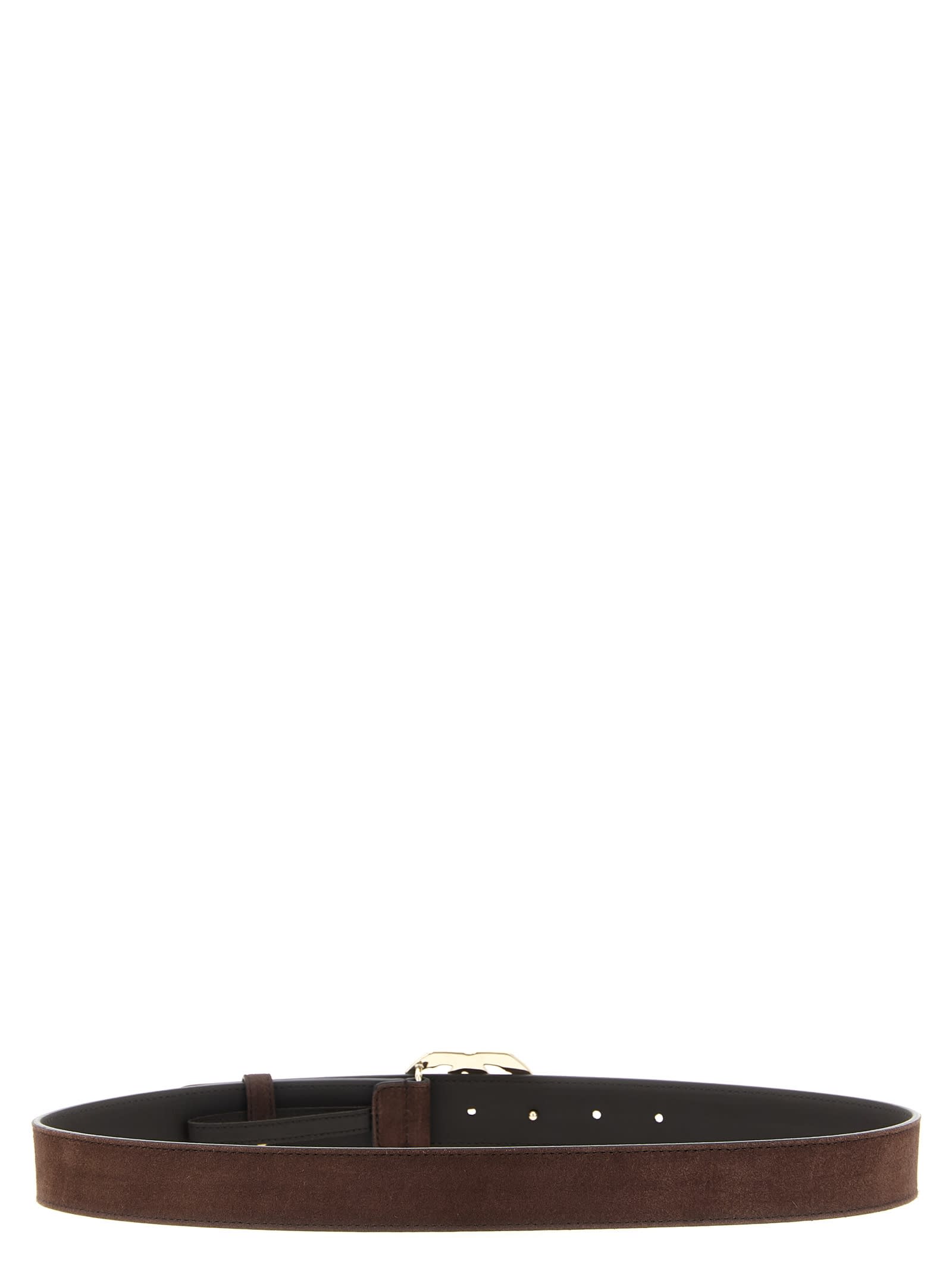 Gucci Brown Suede Belt With Bamboo Gg Marmont Buckle Women In Brown
