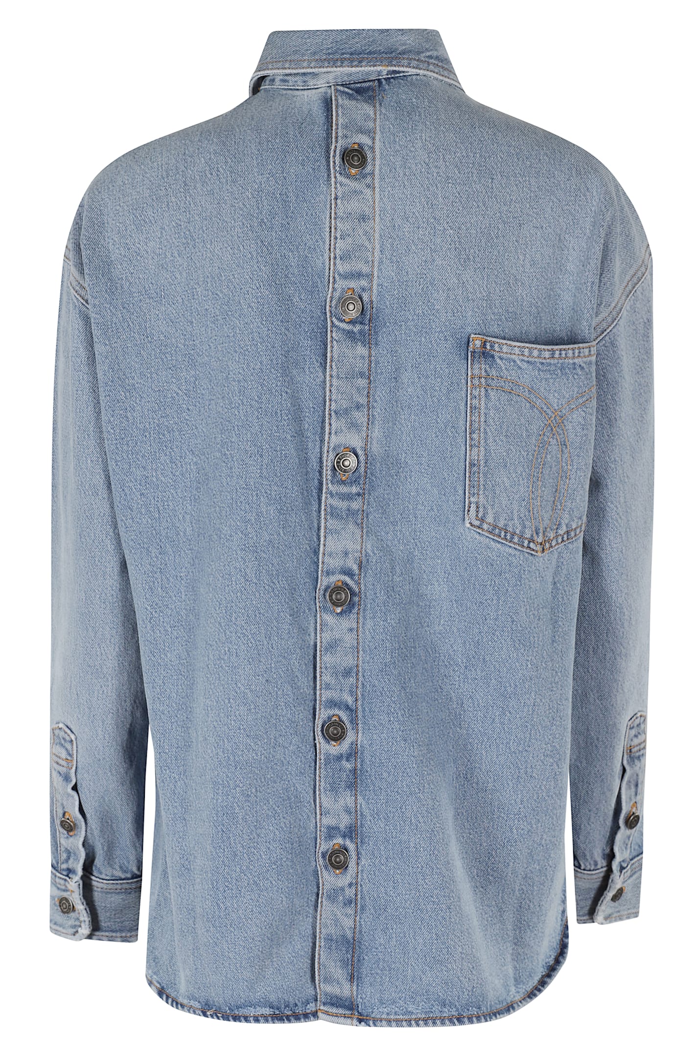 Fiorucci Open Back Embroidered Denim Shirt