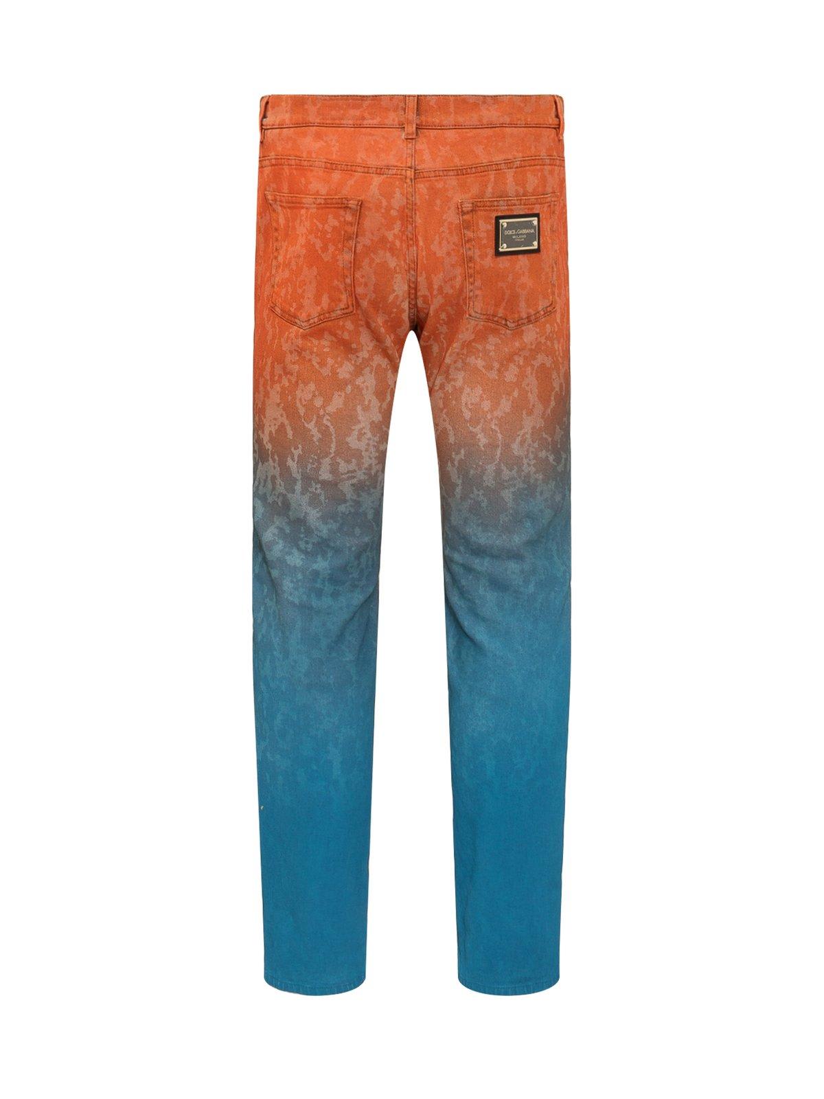 Dolce & Gabbana Multicolor Ombre Cotton Slim Fit Denim Jeans In Blue