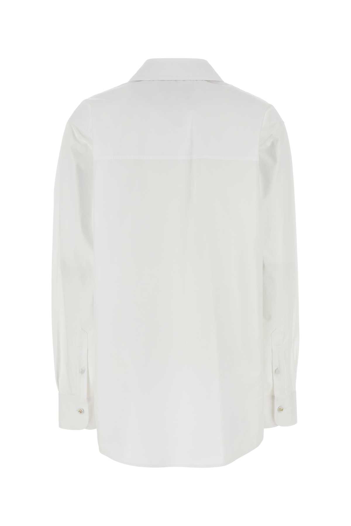 Gucci Oversize Shirt With Collared Neck And Textured Panel In White