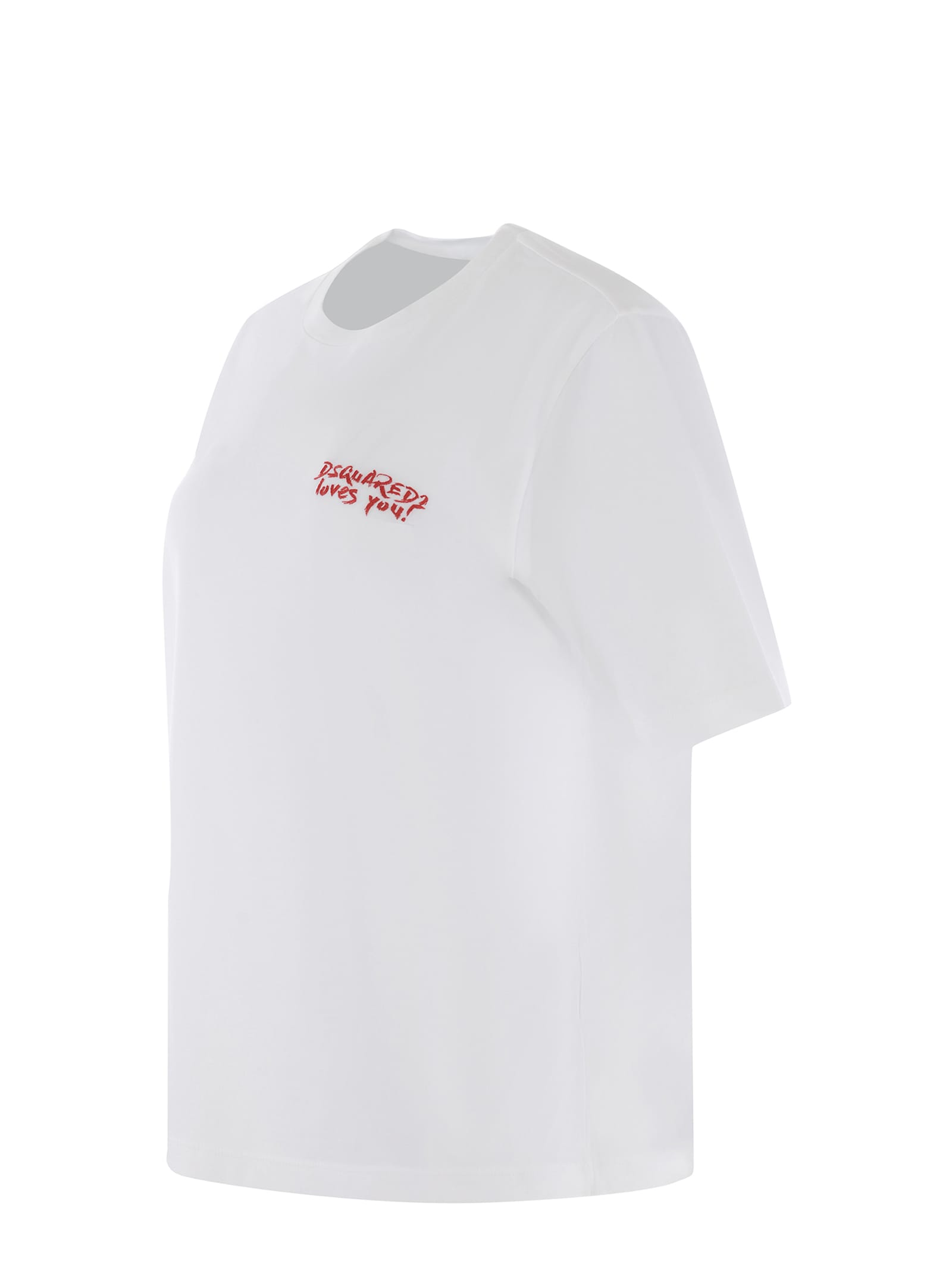 Shop Dsquared2 T-shirt  Loves You! Made Of Cotton In White