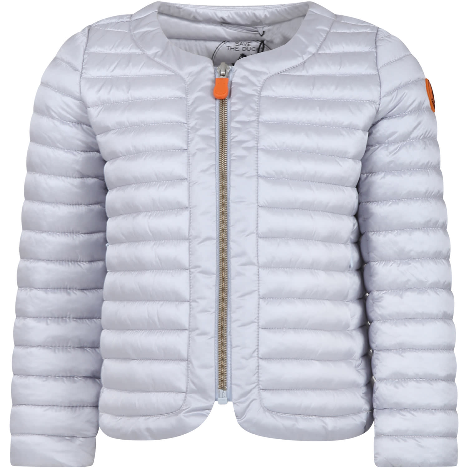 Save The Duck Kids' Grey Vela Down Jacket For Girl With Iconic Logo
