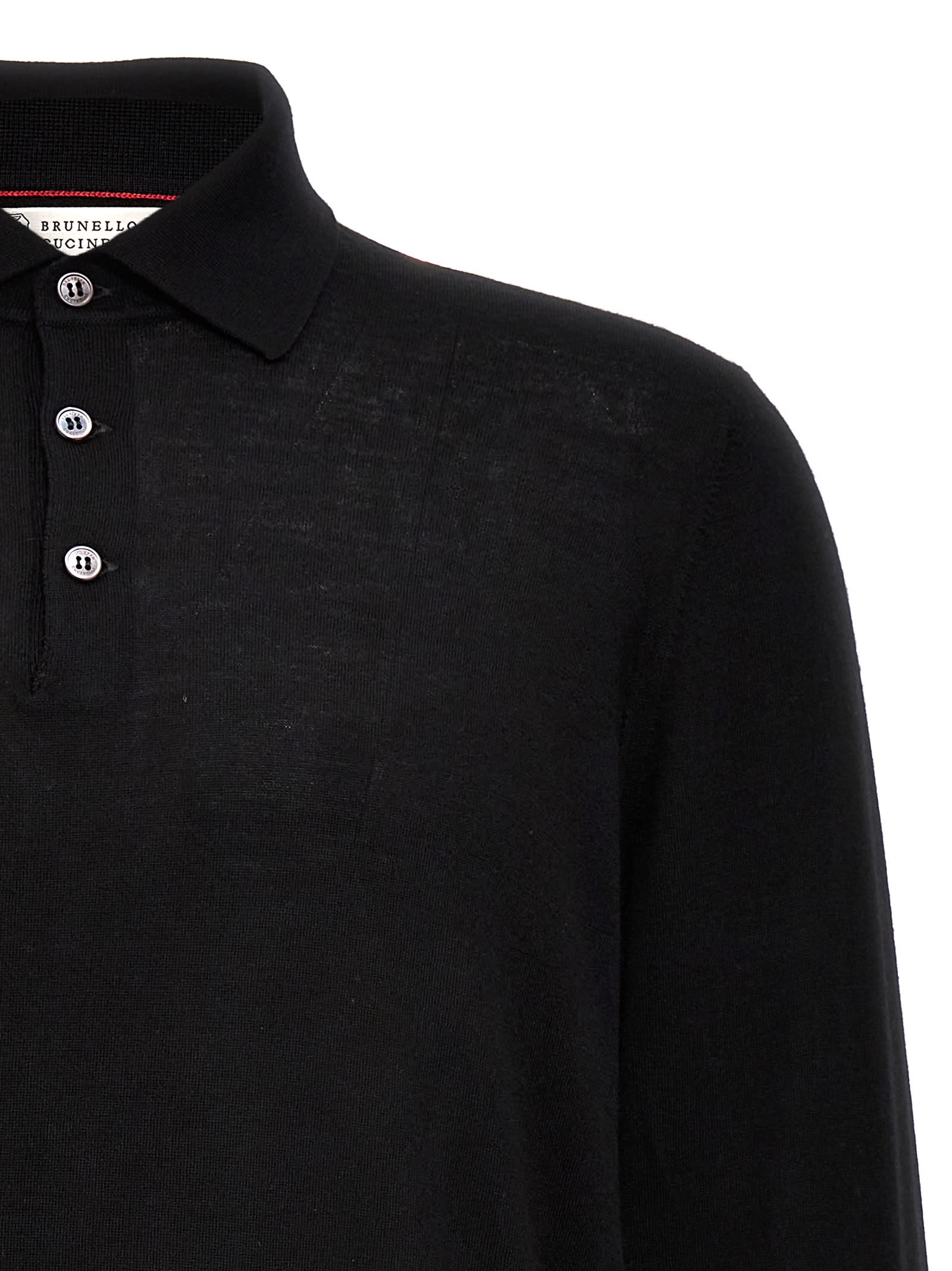 Brunello Cucinelli Collared Knit Polo Shirt In Black