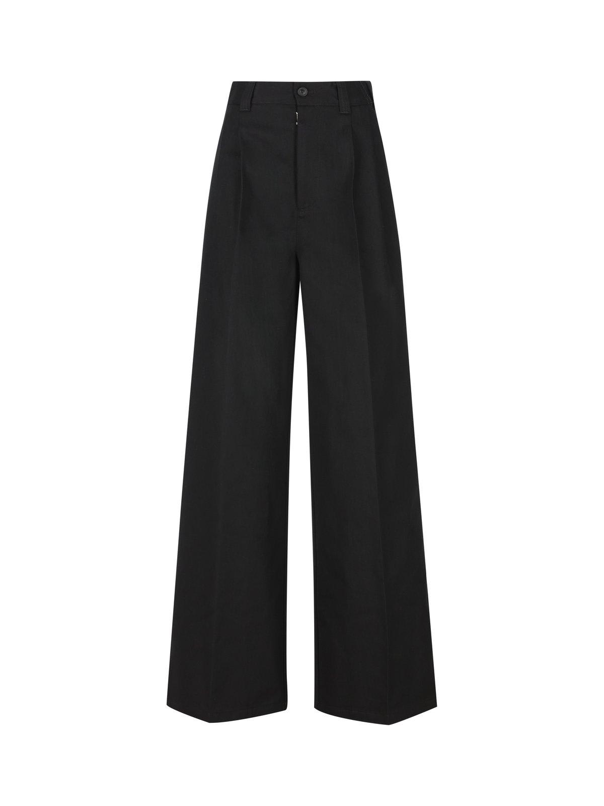 Shop Maison Margiela Belt-looped Wide-leg Trousers In Black