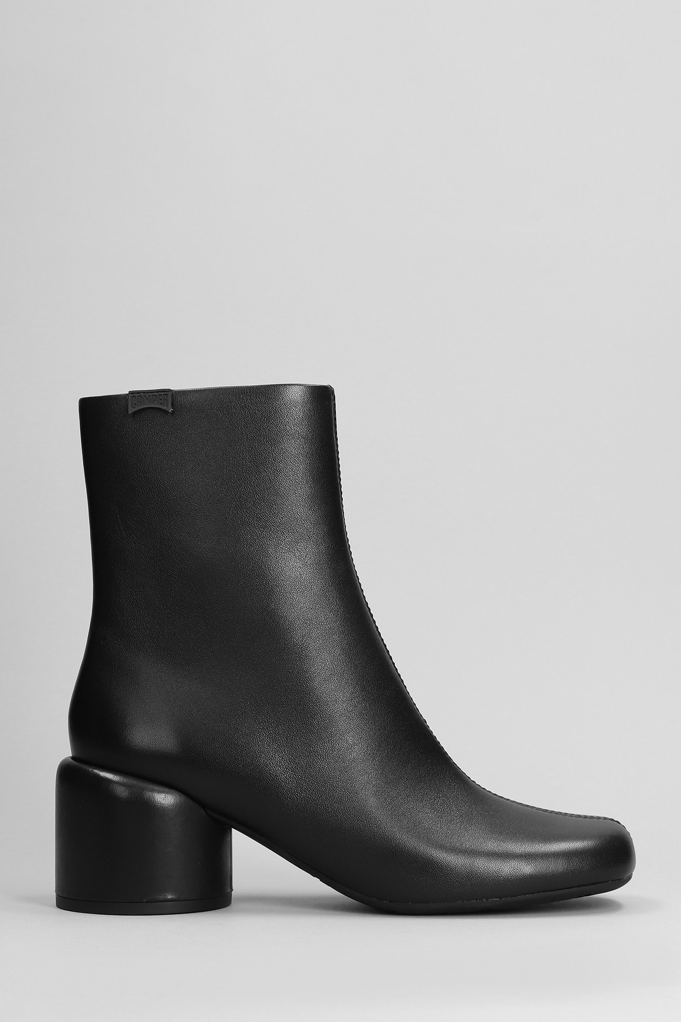 CAMPER NIKI HIGH HEELS ANKLE BOOTS IN BLACK LEATHER