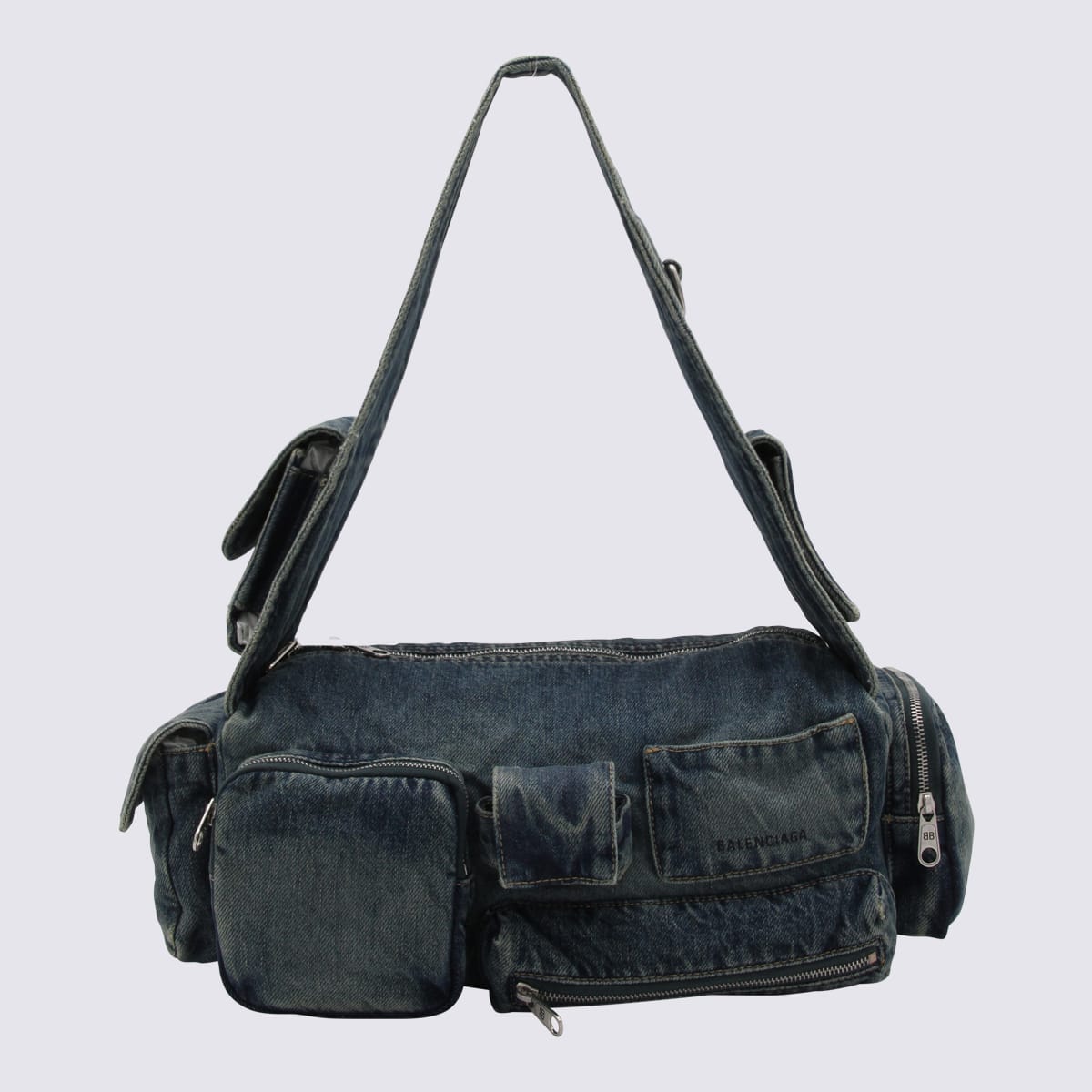 Vintage Blue Cotton Sling Bag Superbusy Crossbody Bag