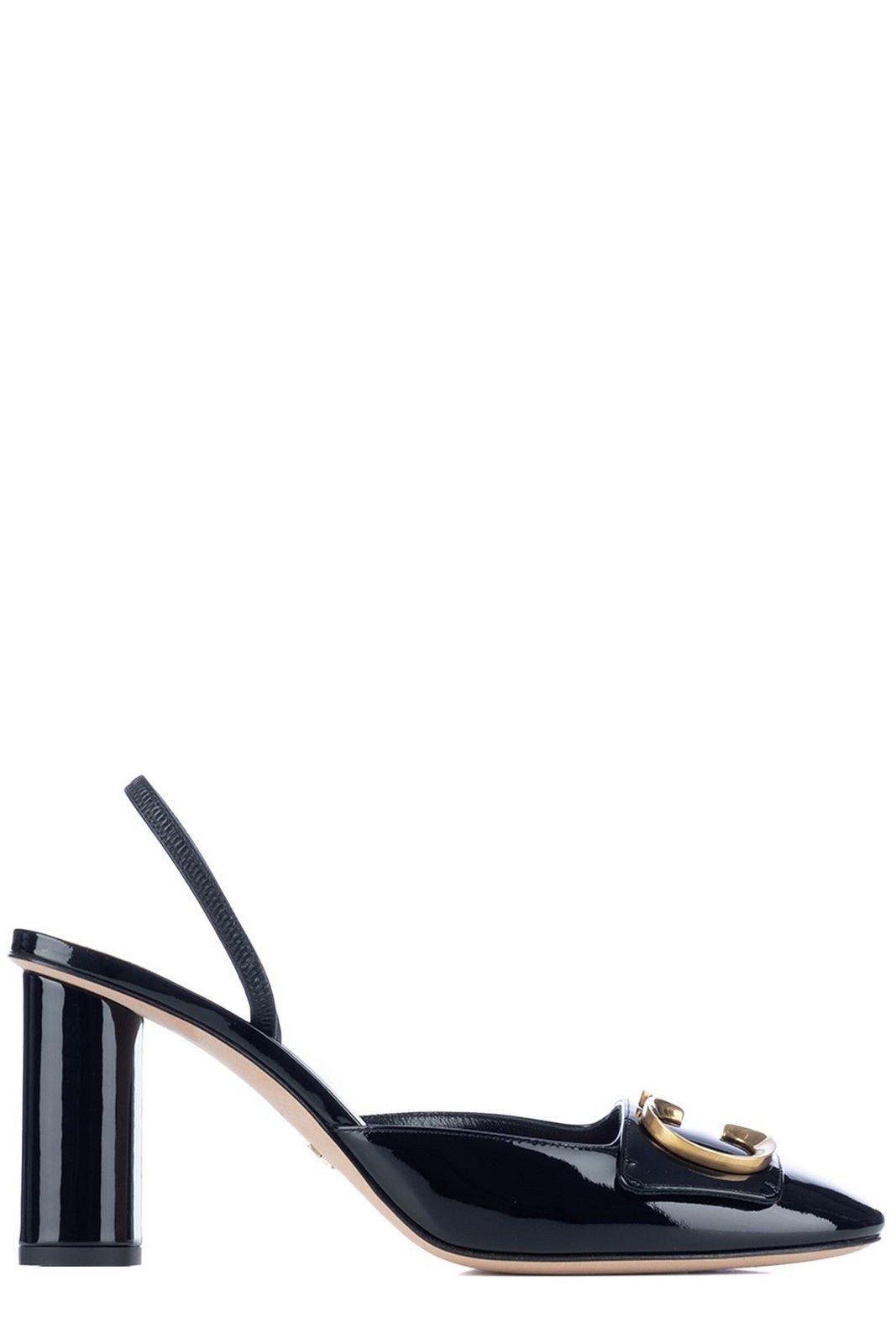 Shop Dior Logo Plaque Round Toe Pumps