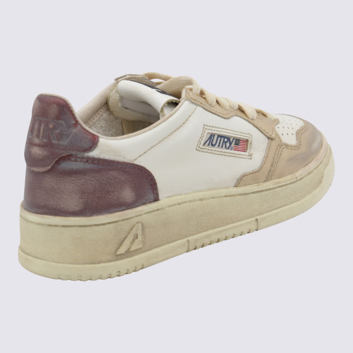 Autry Vintage Inspired Low-top Sneakers With Textured Accents In White, Purple, Pink