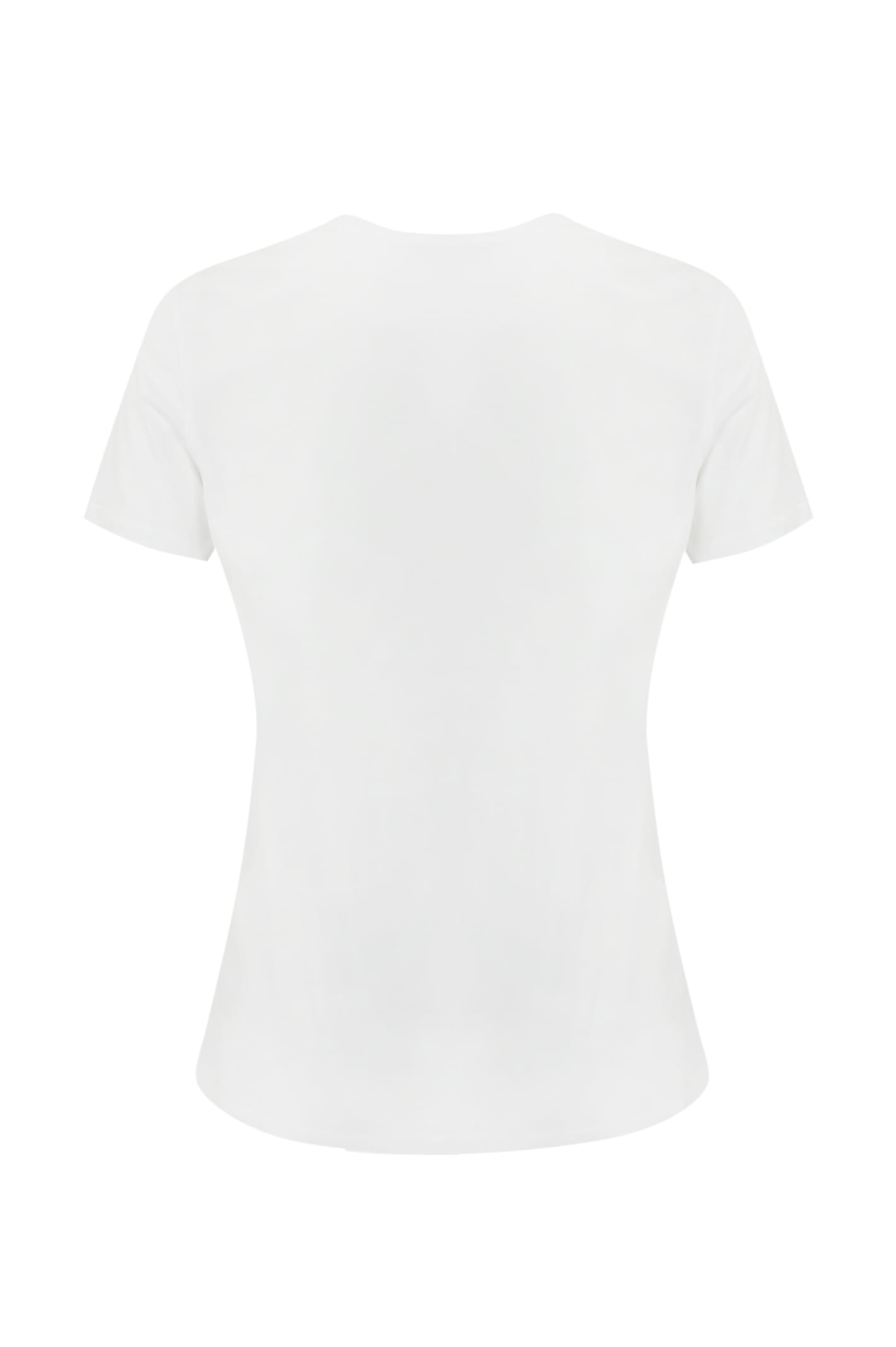 Shop Elisabetta Franchi Cotton T-shirt With Necklace In Gesso