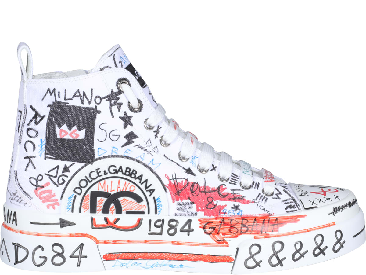Dolce & Gabbana Graffiti Print Sneakers