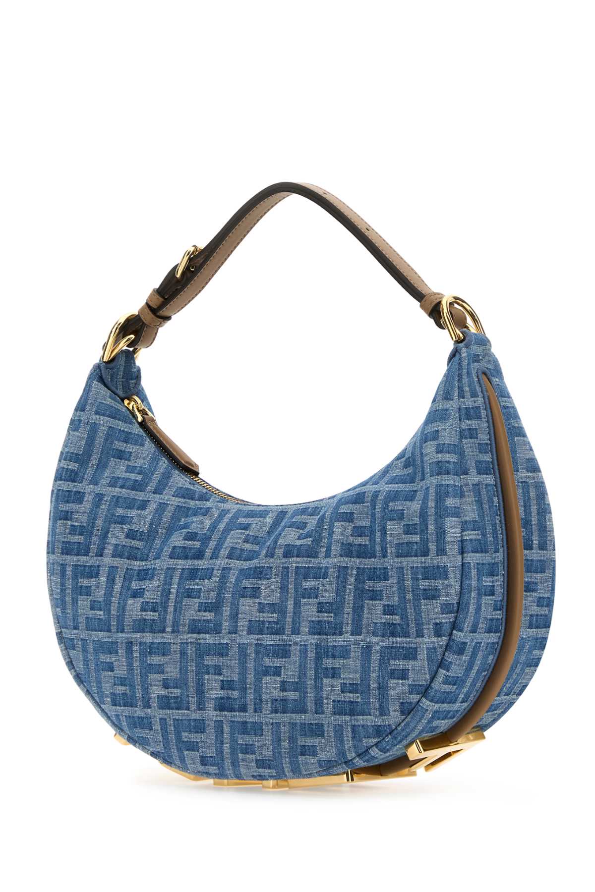 Shop Fendi Embroidered Denim Small Graphy Handbag In Denimsandovios