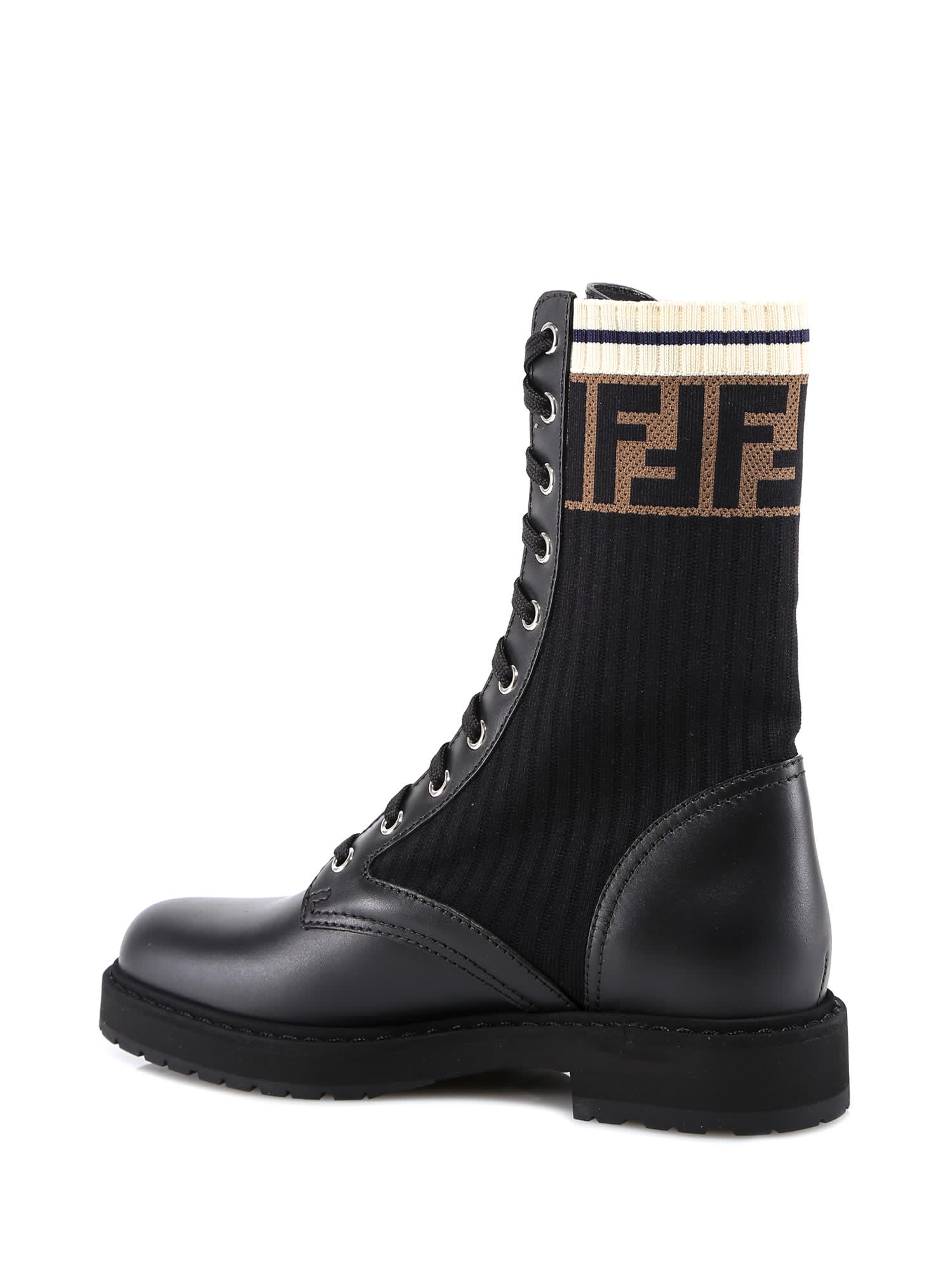 fendi black leather biker boots