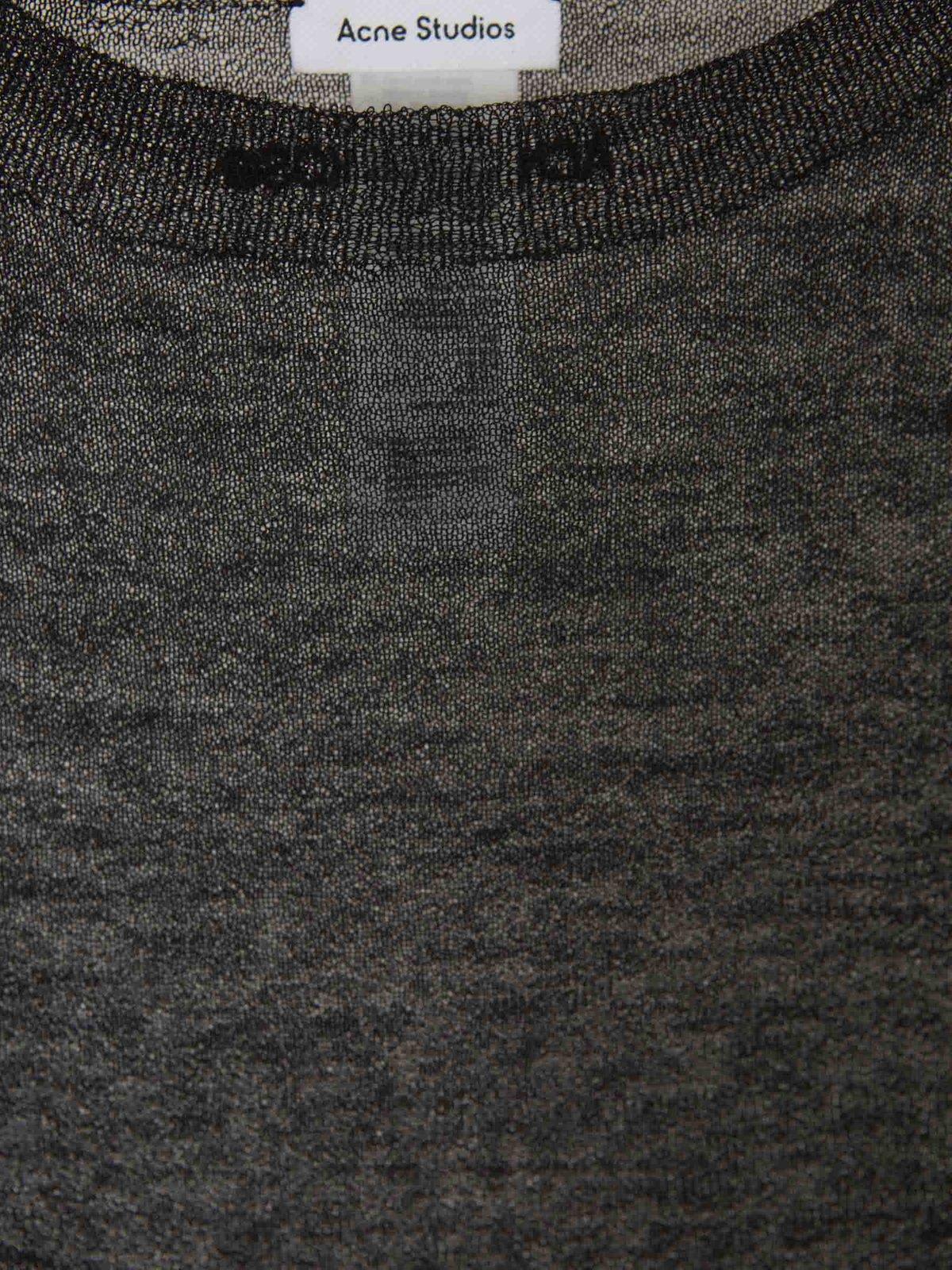 Shop Acne Studios Short Sleeved Sheer Knitted T-shirt In Black