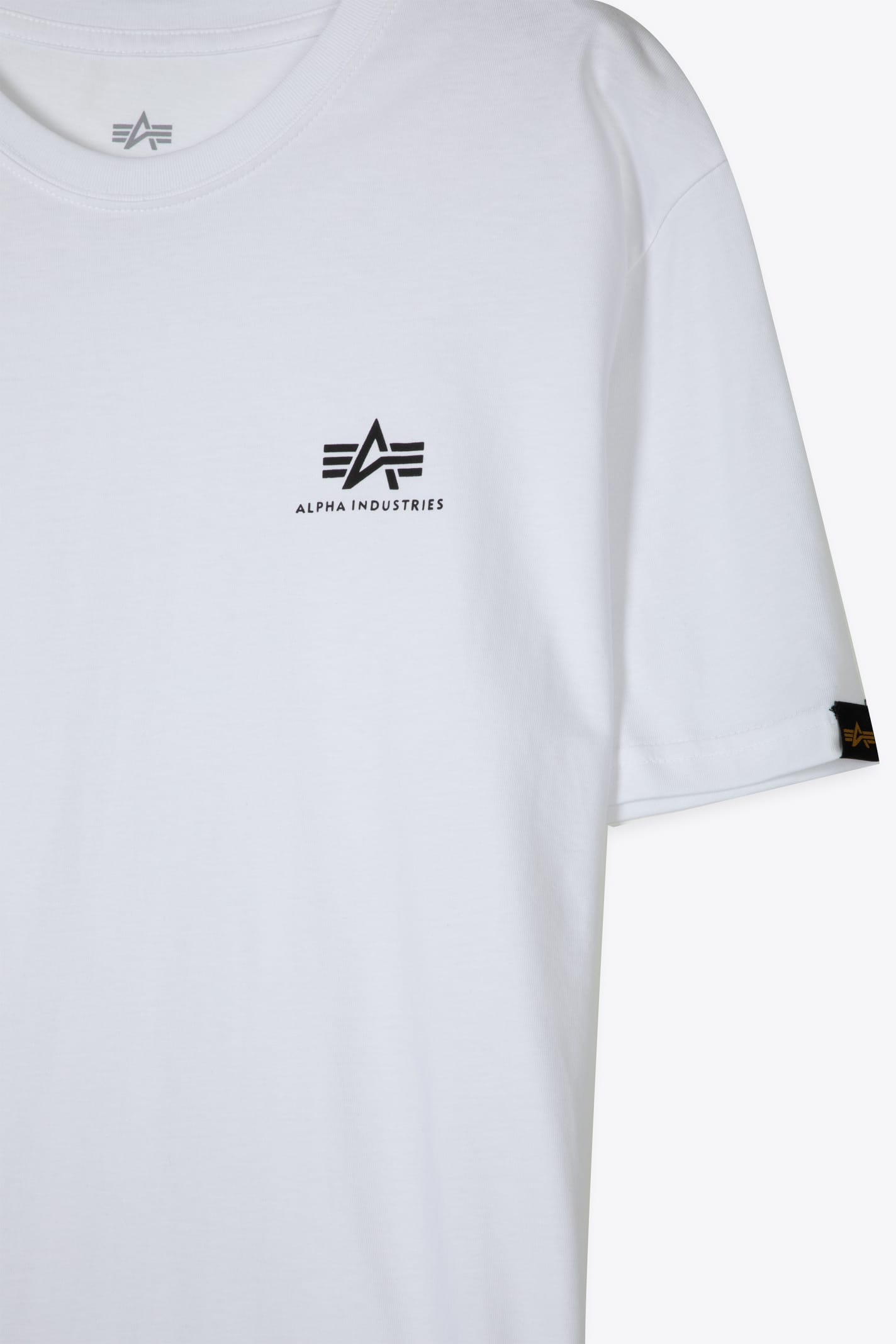Shop Alpha Industries Basic T Small Logo White Cotton T-shirt With Chest Logo In Bianco