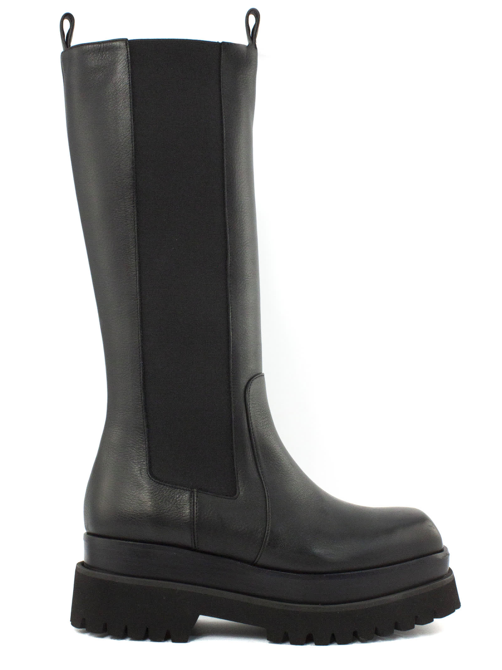 Paloma Barceló Black Leather Alma Knee-high Boots