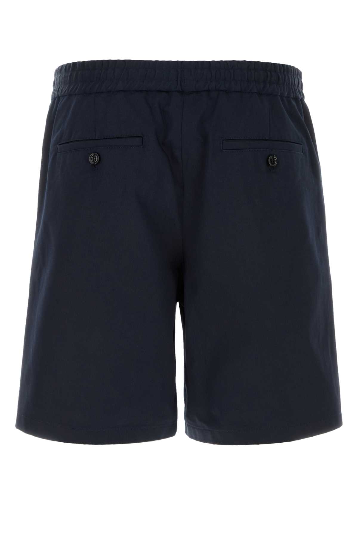 Shop Ami Alexandre Mattiussi Midnight Blue Cotton Bermuda Shorts In Navyblue