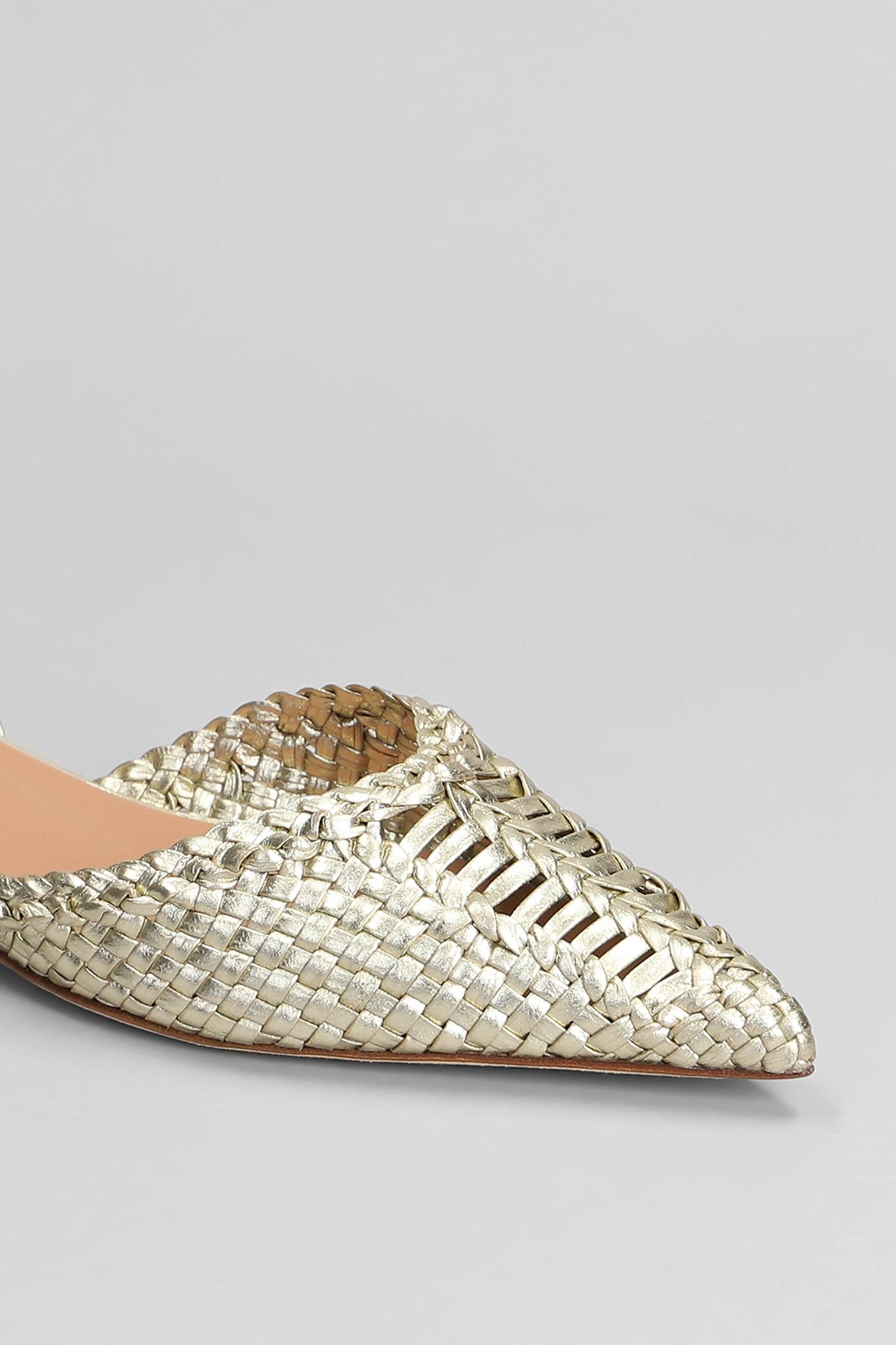 Lella Baldi Ballet Flats In Platinum Leather