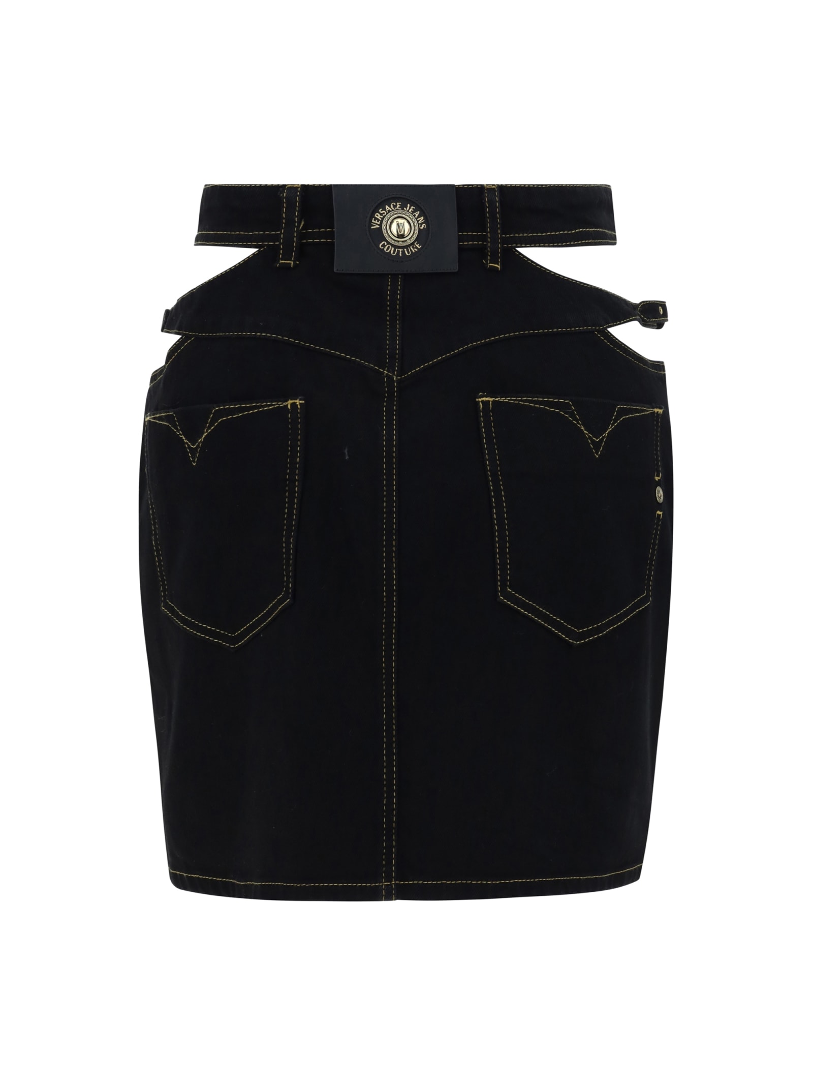 Shop Versace Jeans Couture Baroque Mini Skirt In Black
