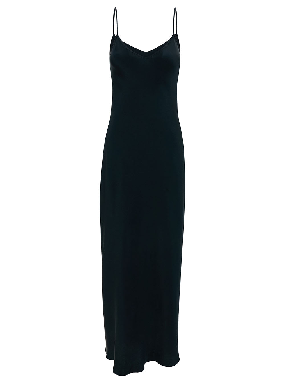 Long Blue Dress With V Neckline In Acetate Blend Woman