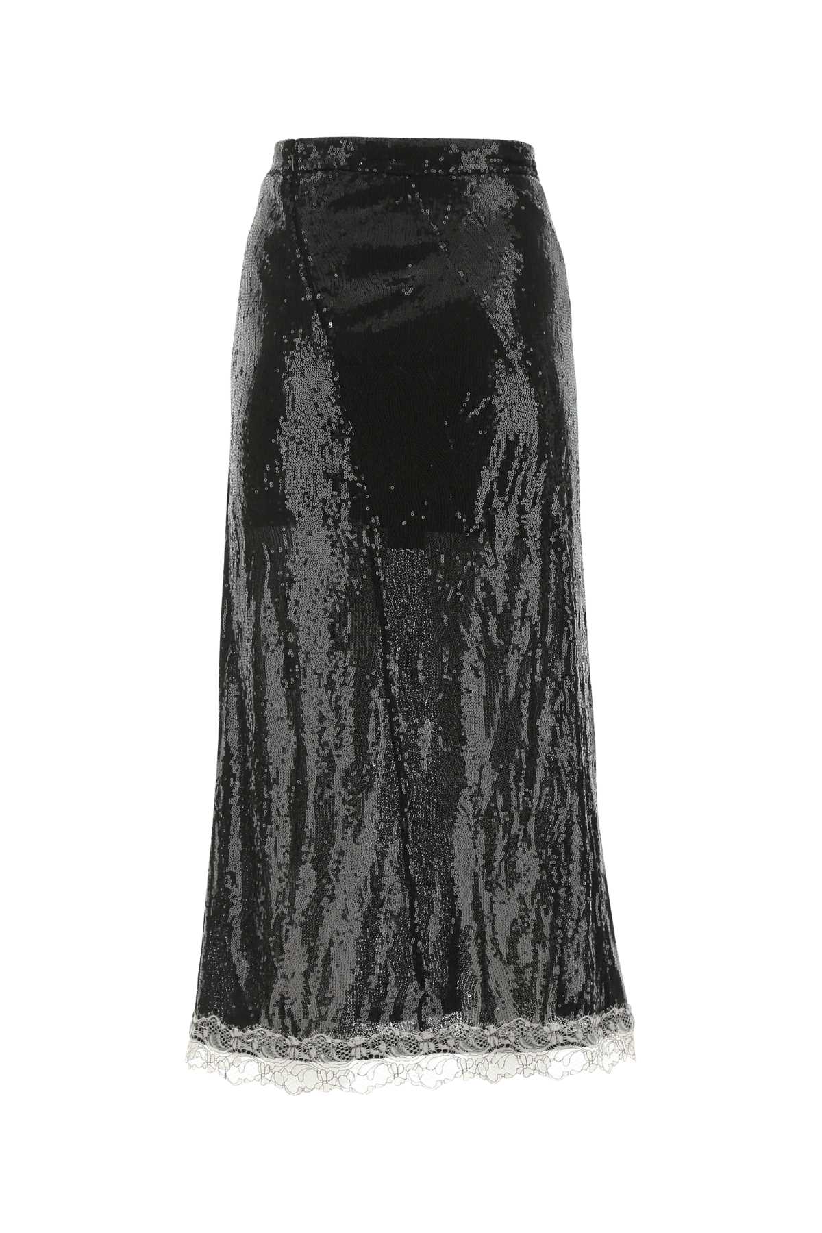 Shop Koché Black Sequins Skirt In 900